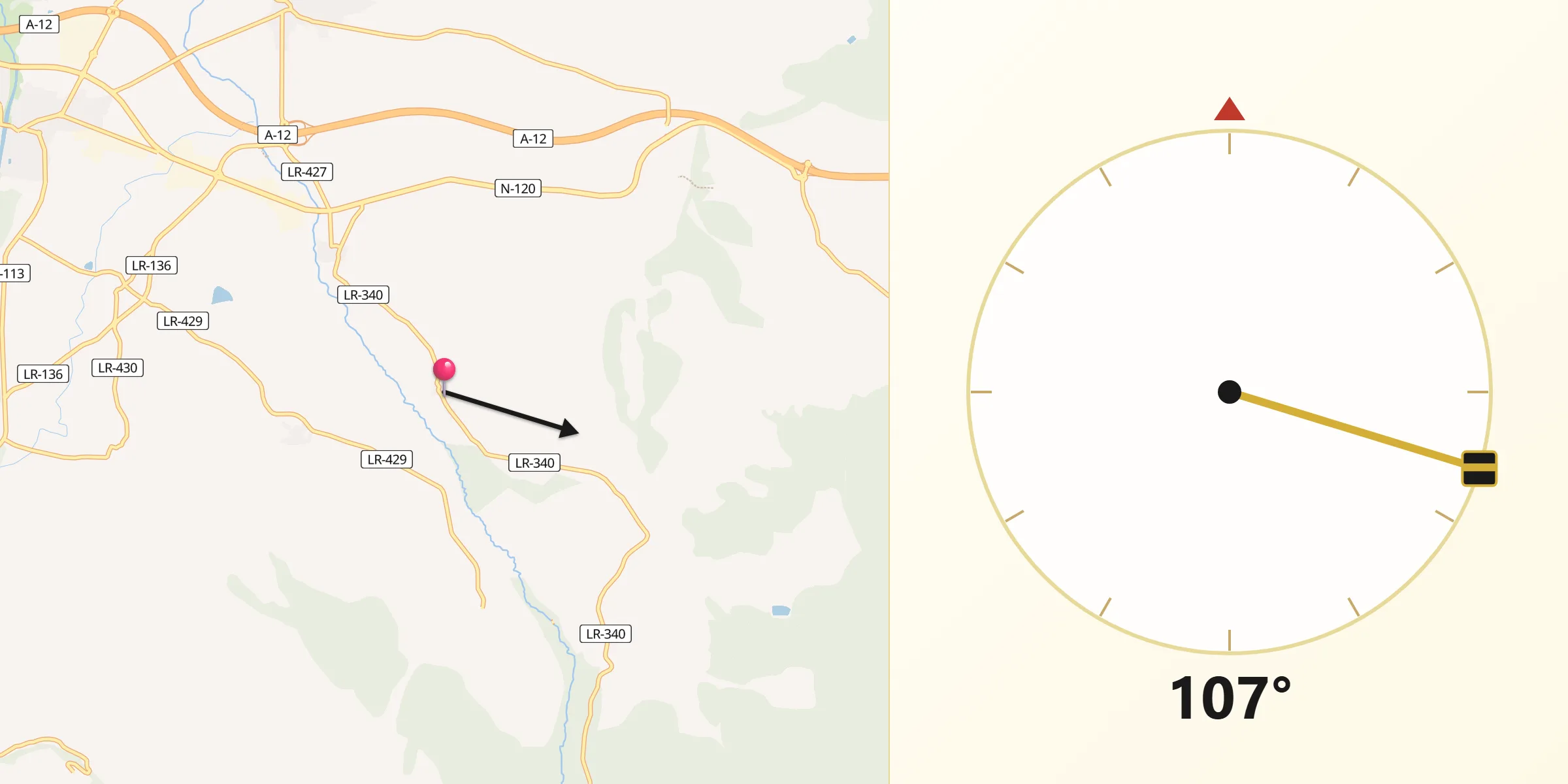 Dirección de la Qibla desde Manjarrés