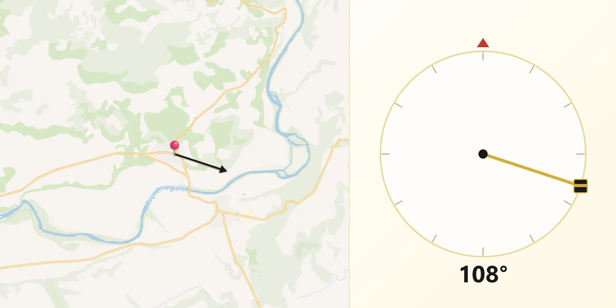 Dirección de la Qibla desde Murillo el Fruto