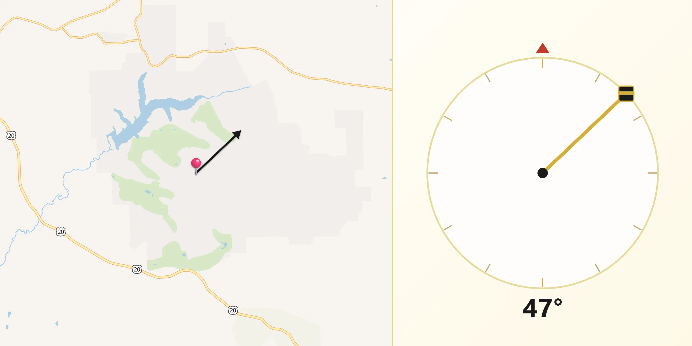 Qibla Direction from The Galena Territory