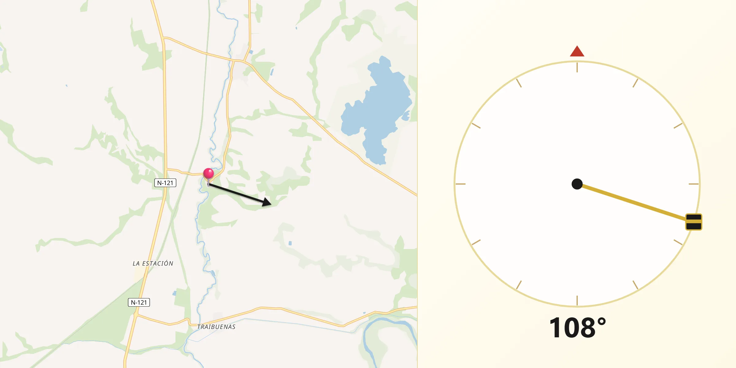 Dirección de la Qibla desde Murillo el Cuende