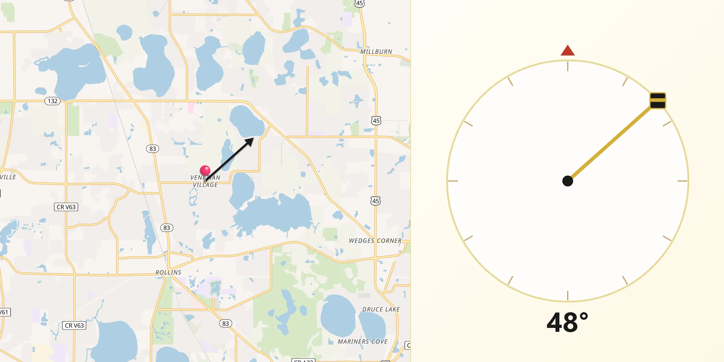 Qibla Direction from Venetian Village
