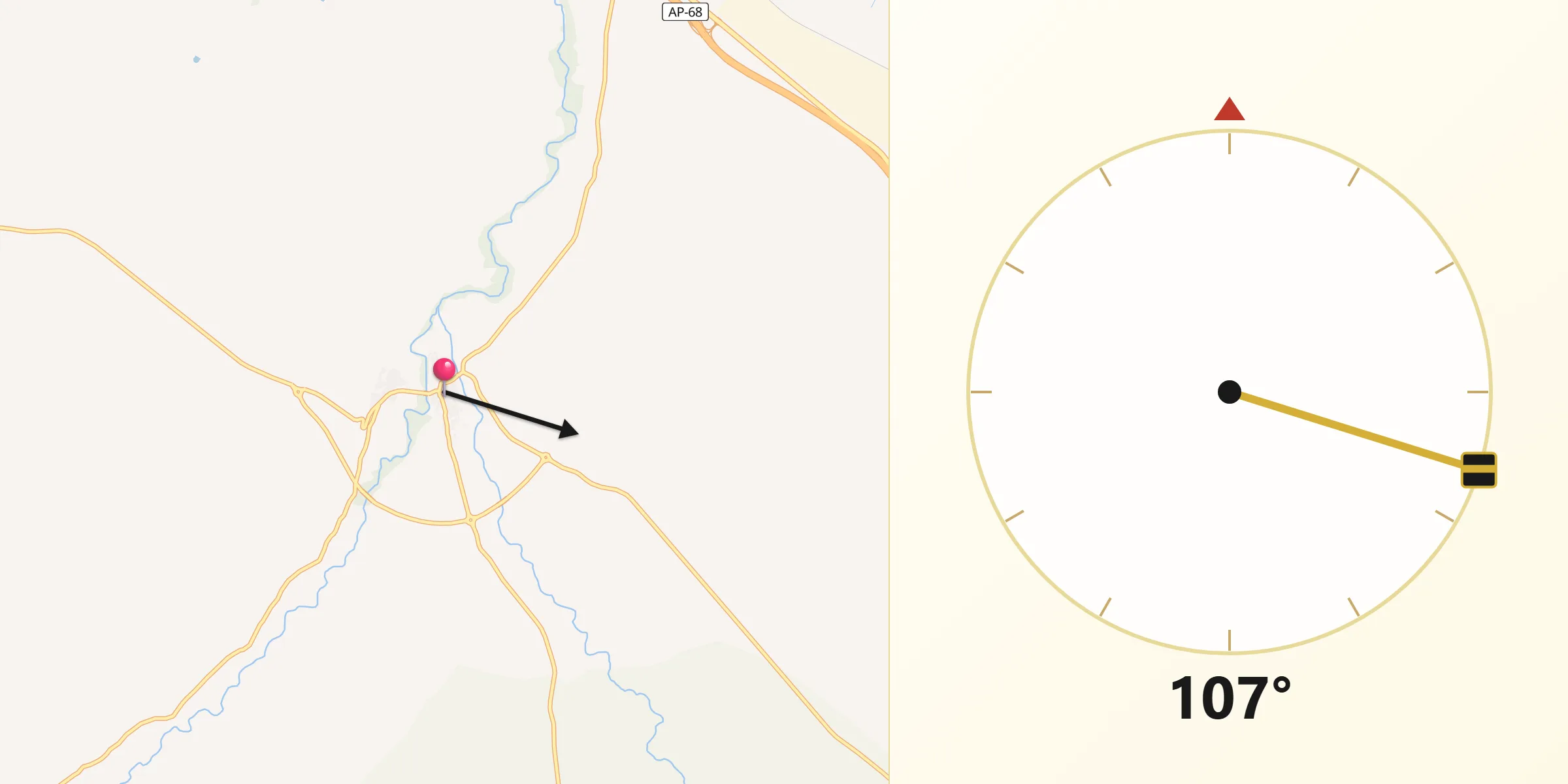 Dirección de la Qibla desde Murillo de Río Leza