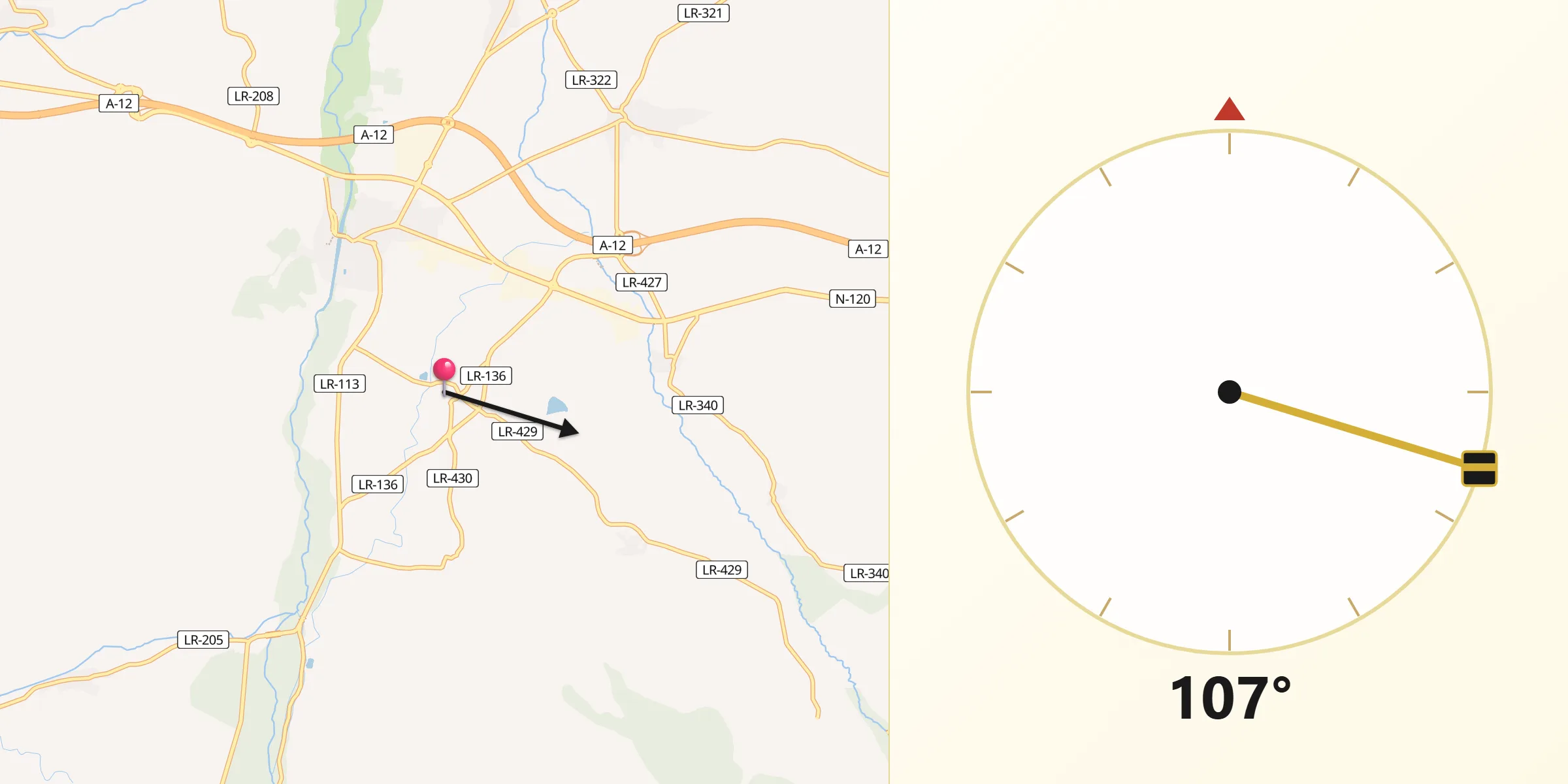 Dirección de la Qibla desde Tricio
