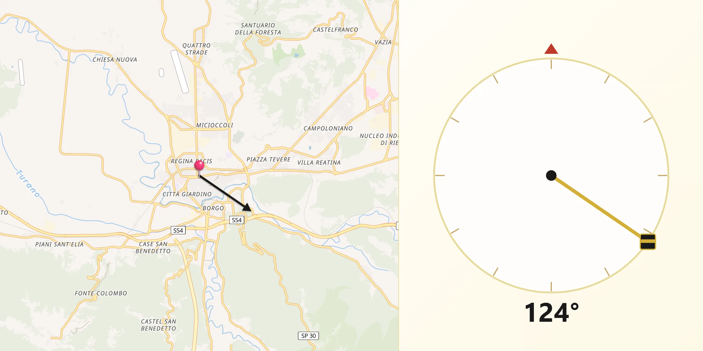 Direzione della Qibla da Rieti