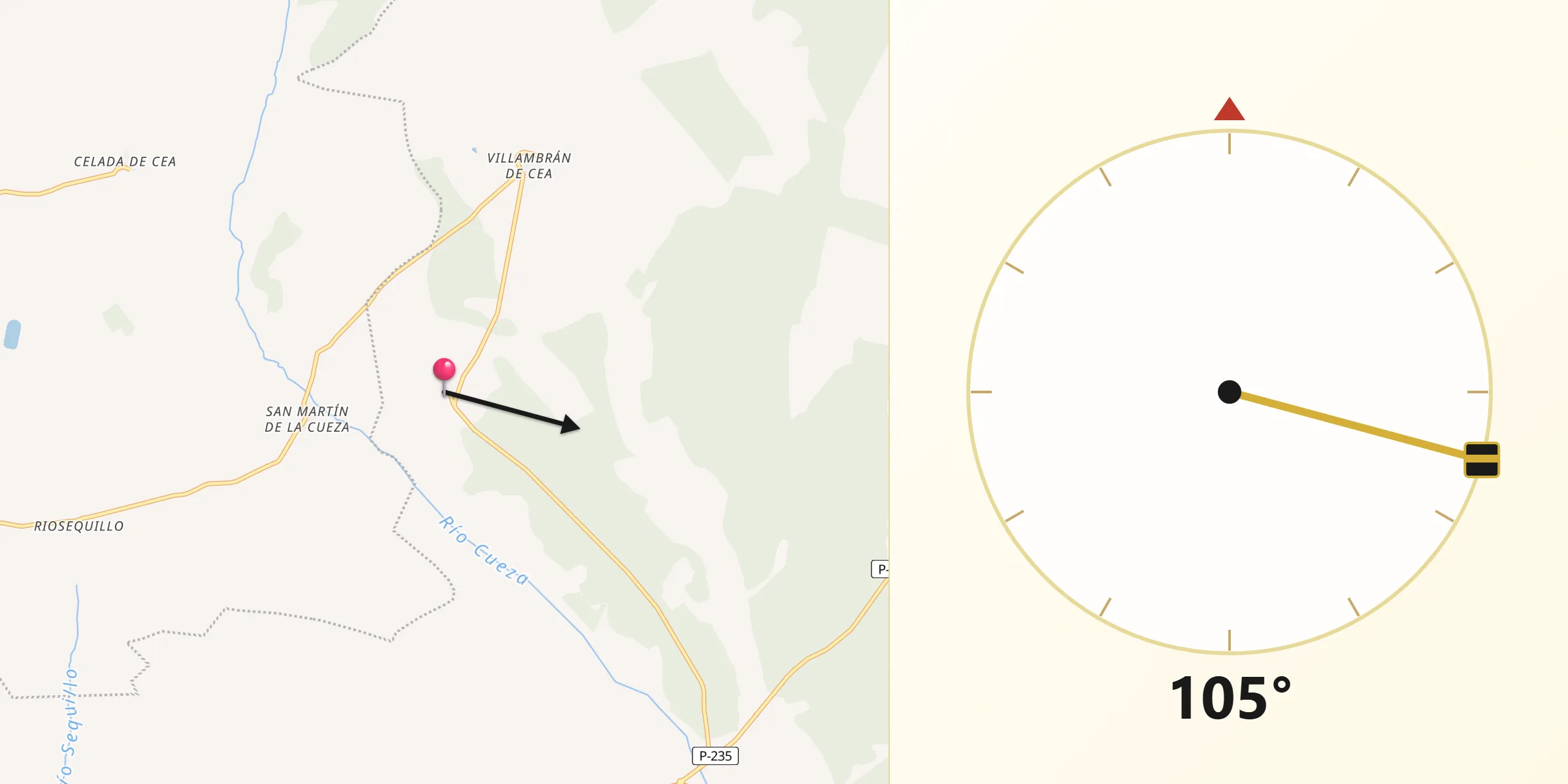 Dirección de la Qibla desde Lagartos