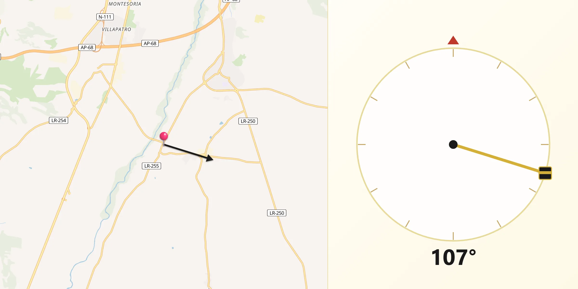 Dirección de la Qibla desde Alberite