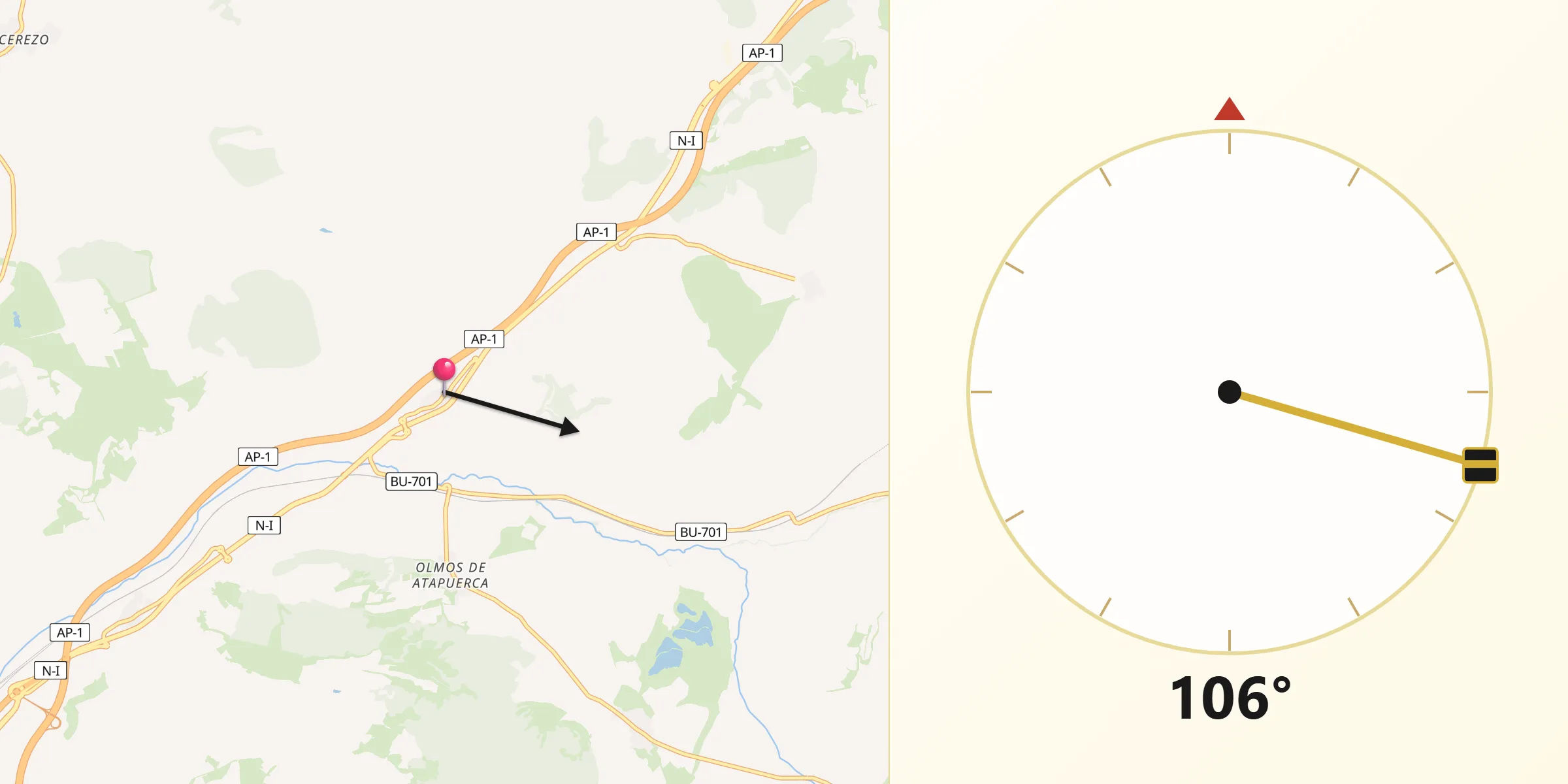 Dirección de la Qibla desde Quintanapalla