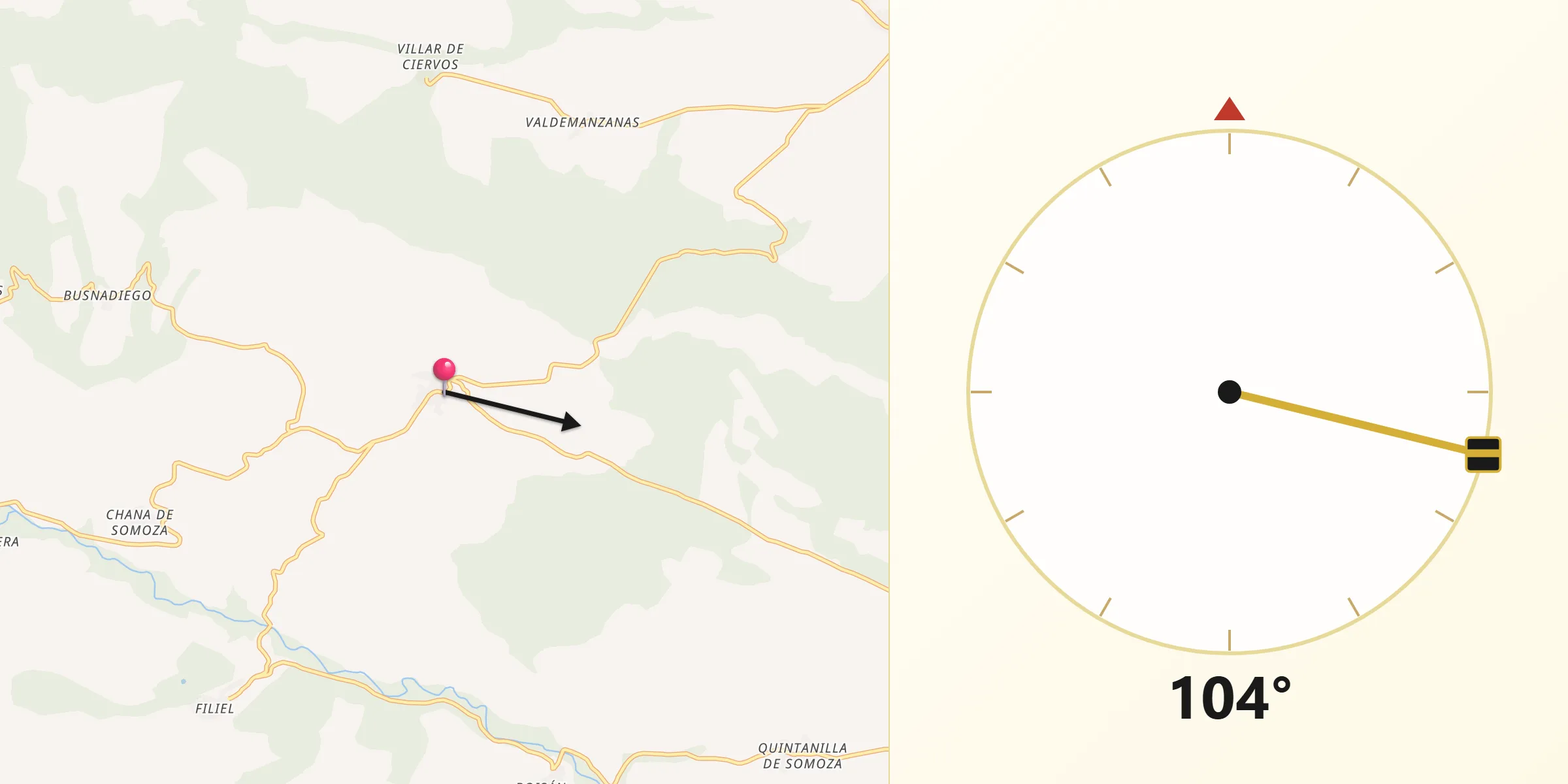 Dirección de la Qibla desde Lucillo