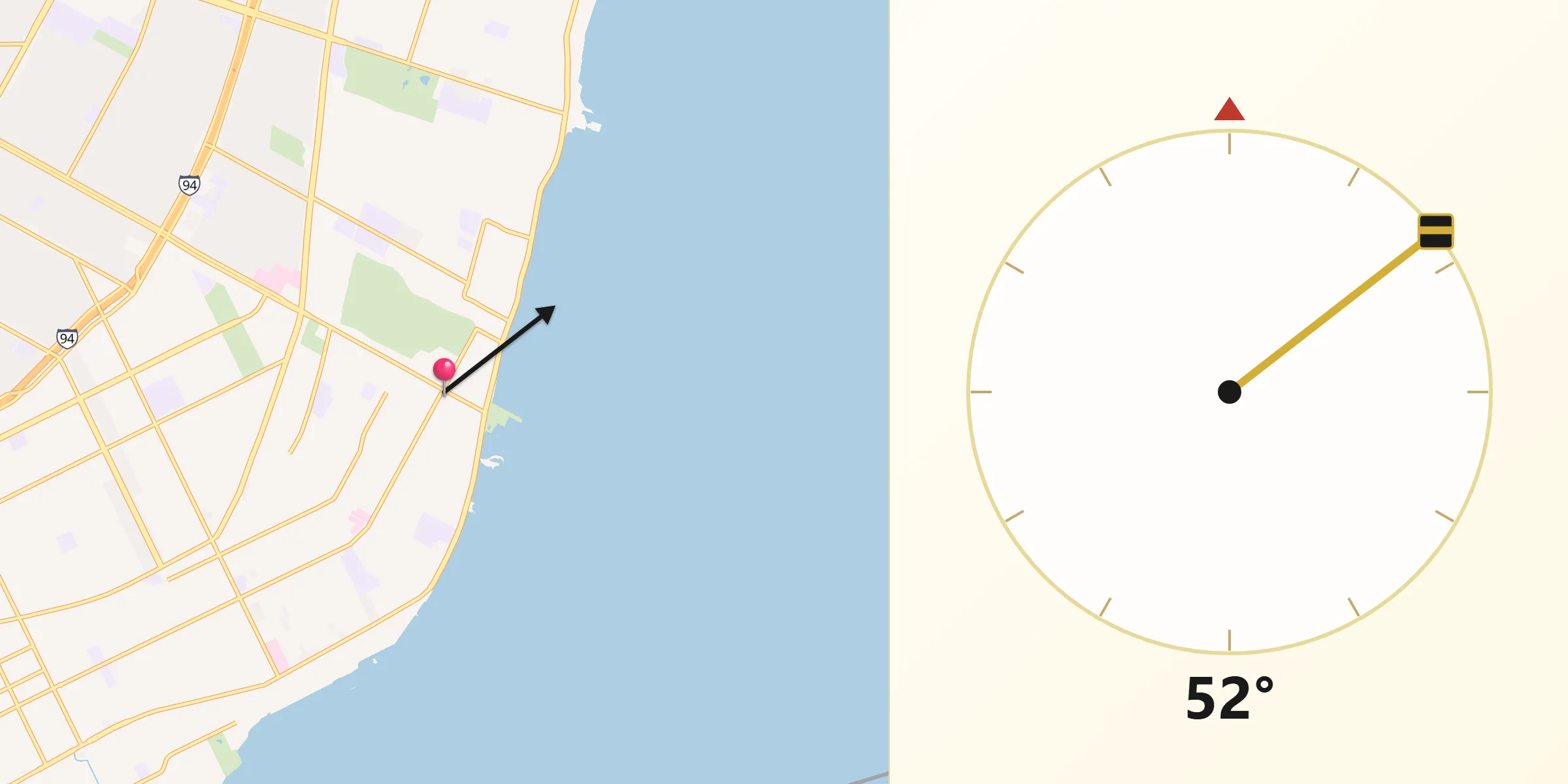 Qibla Direction from Grosse Pointe Farms