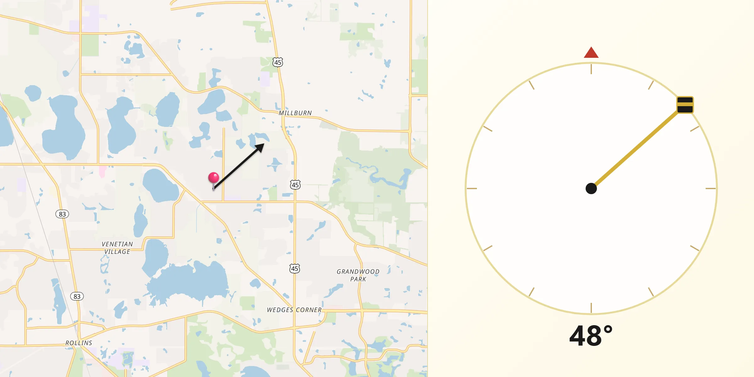 Qibla Direction from Lindenhurst