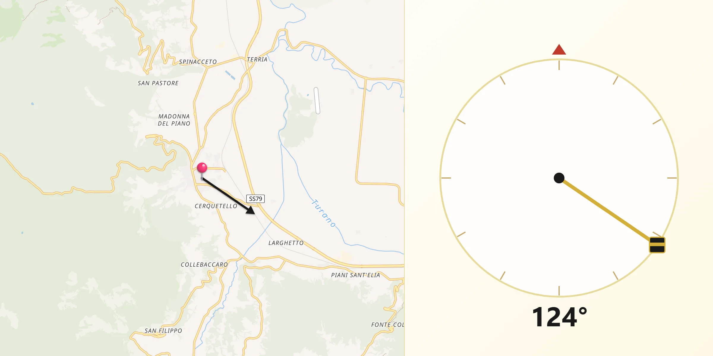 Direzione della Qibla da Contigliano