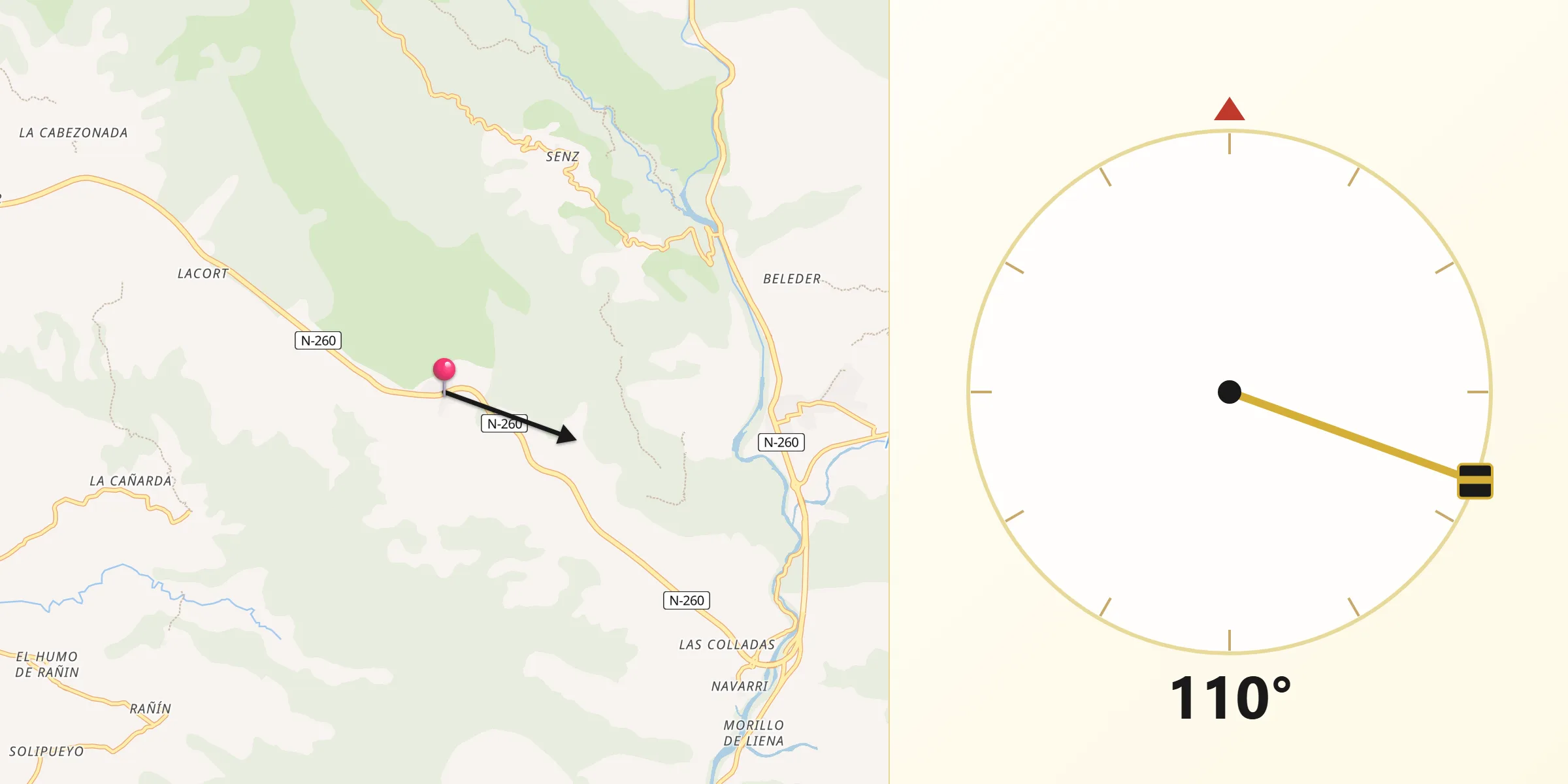 Dirección de la Qibla desde Foradada del Toscar