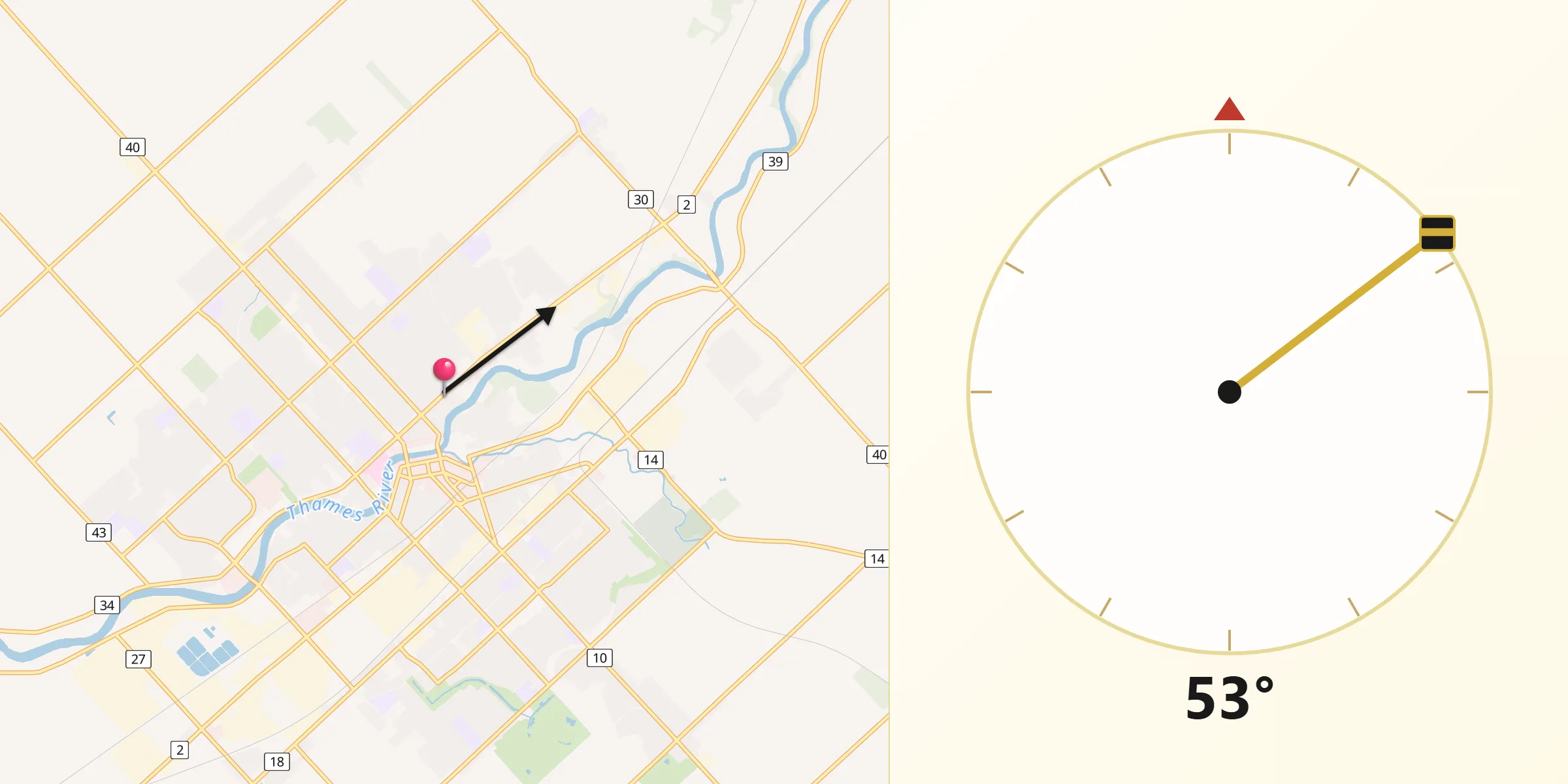 Qibla Direction from Chatham