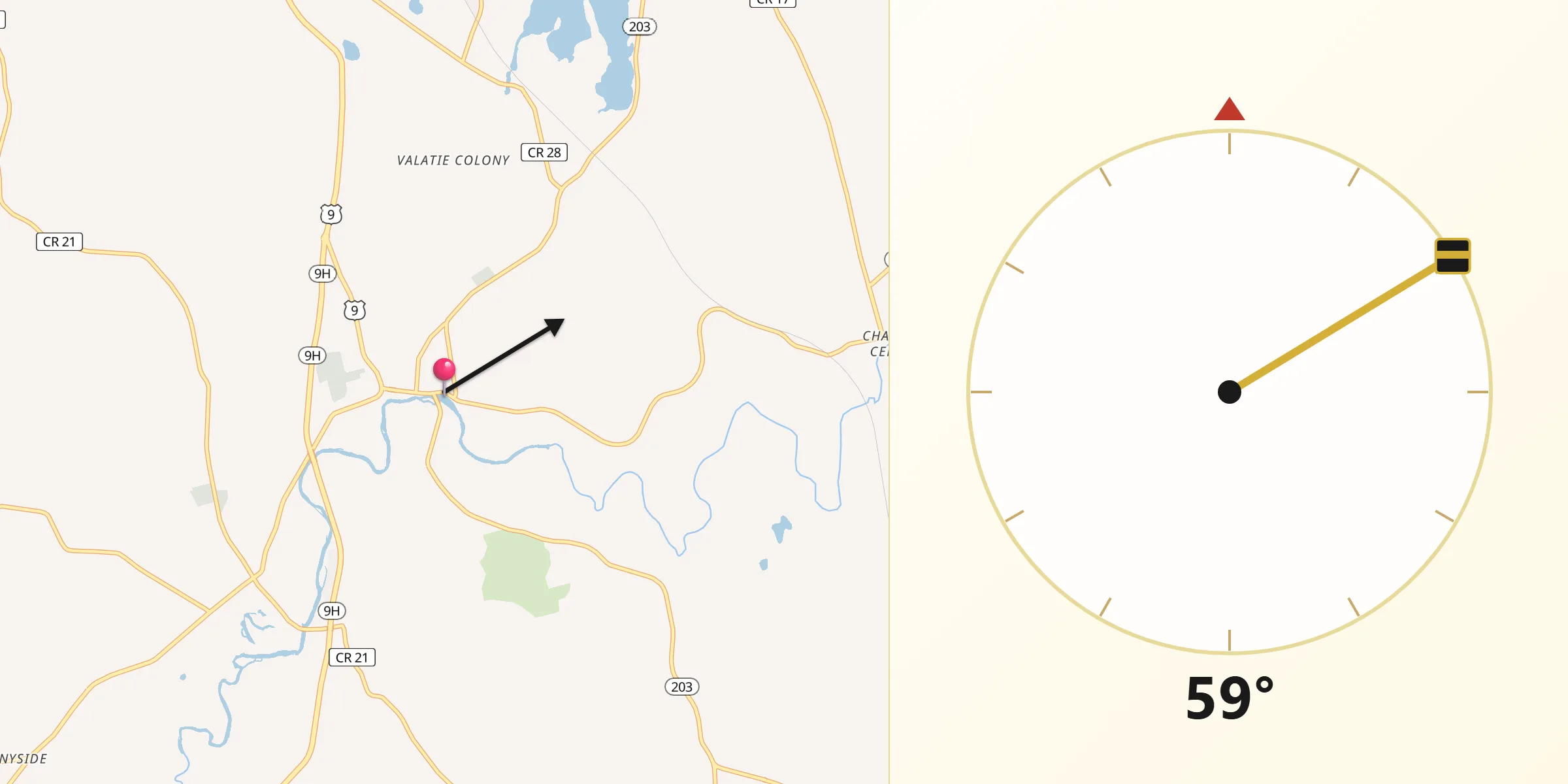 Qibla Direction from Valatie