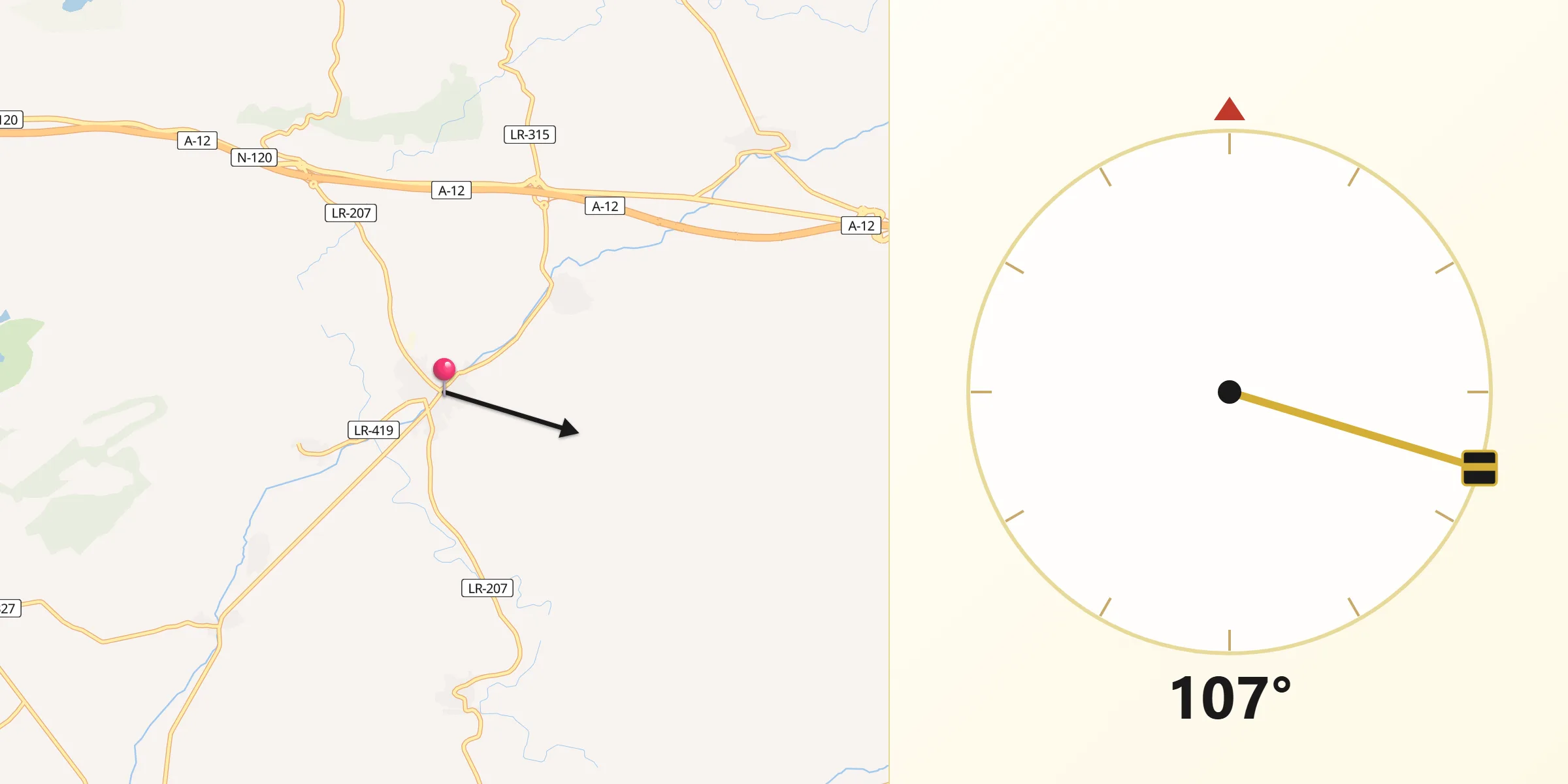 Dirección de la Qibla desde Alesanco