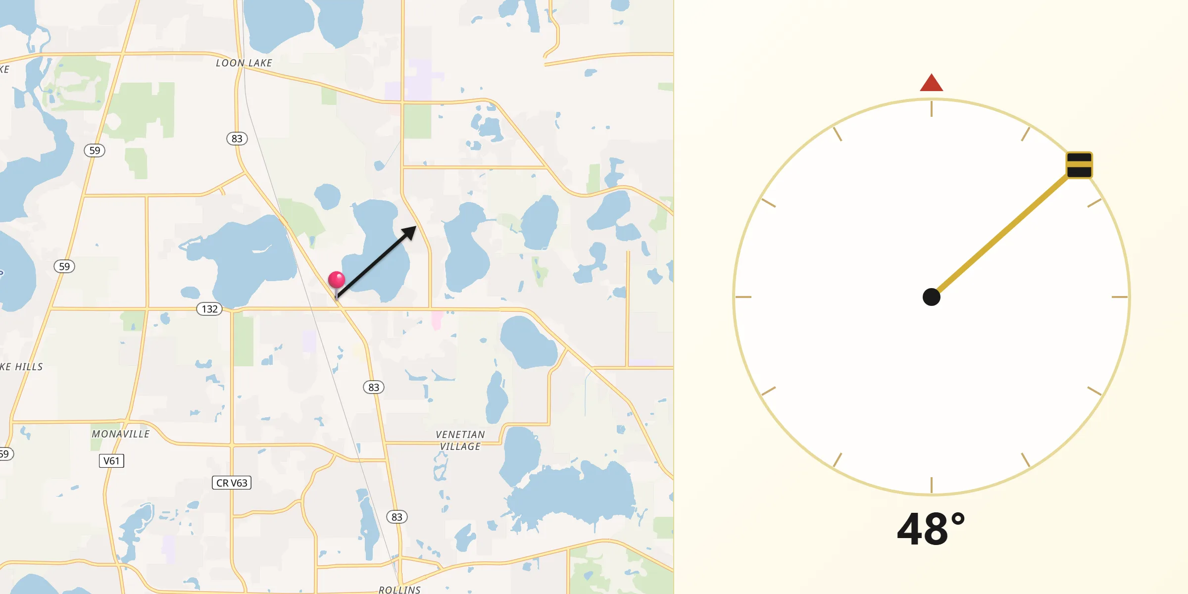 Qibla Direction from Lake Villa