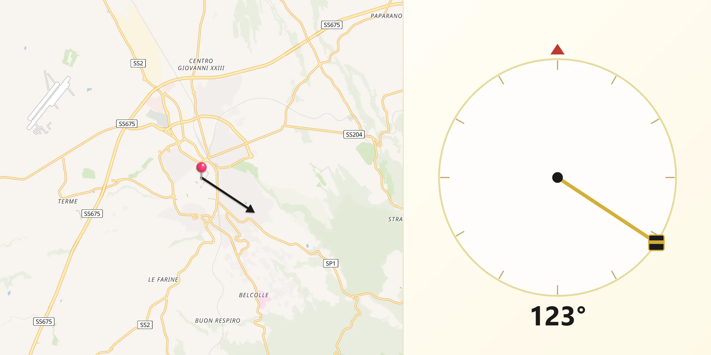 Direzione della Qibla da Viterbo