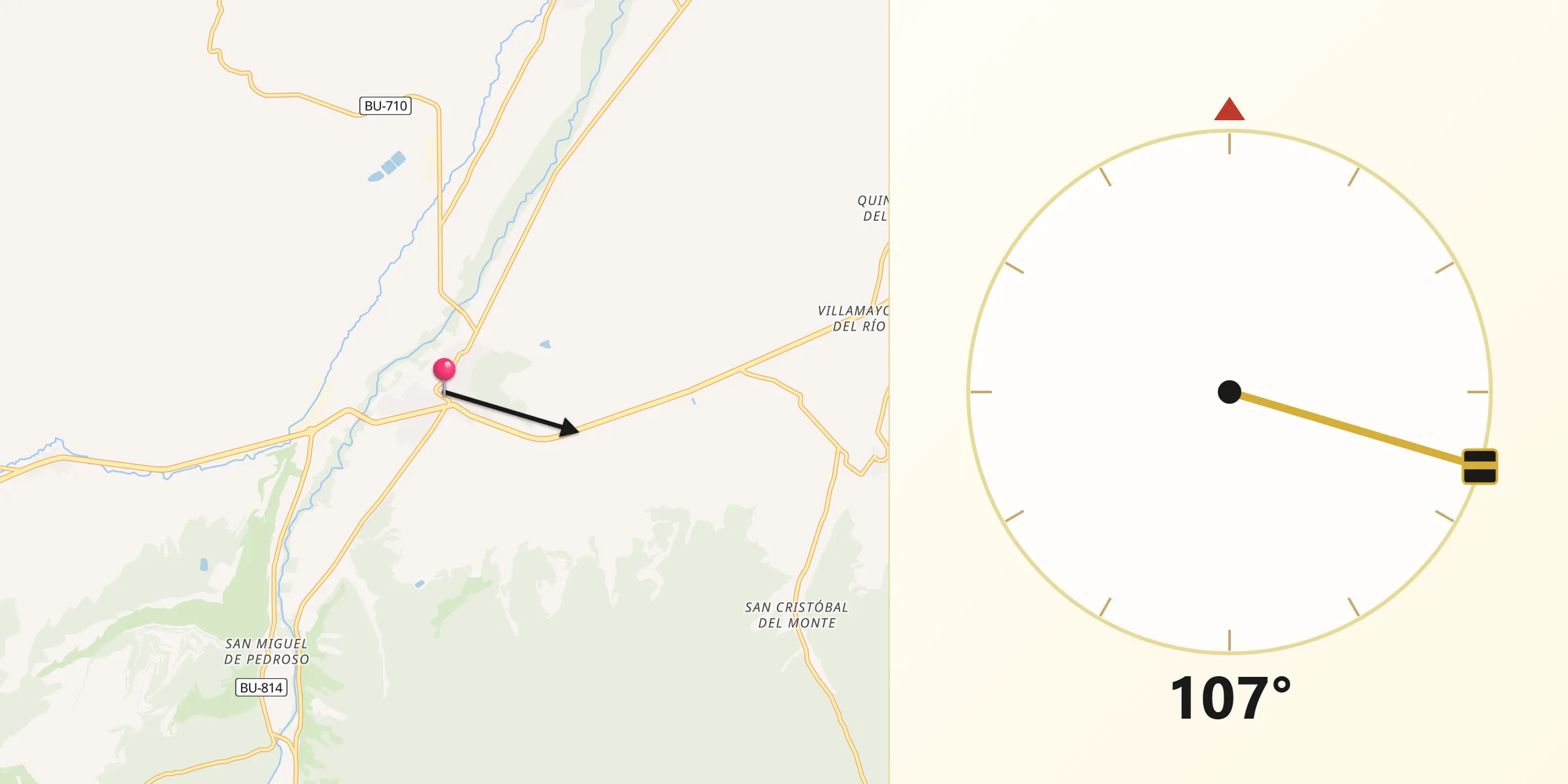 Dirección de la Qibla desde Belorado