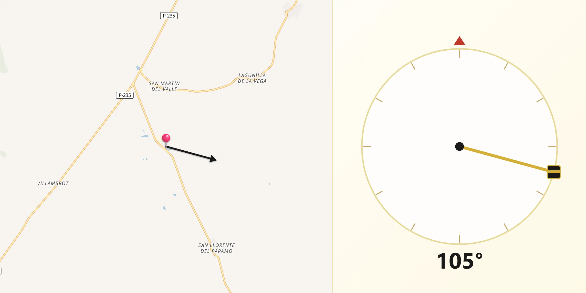 Dirección de la Qibla desde Villarrabé
