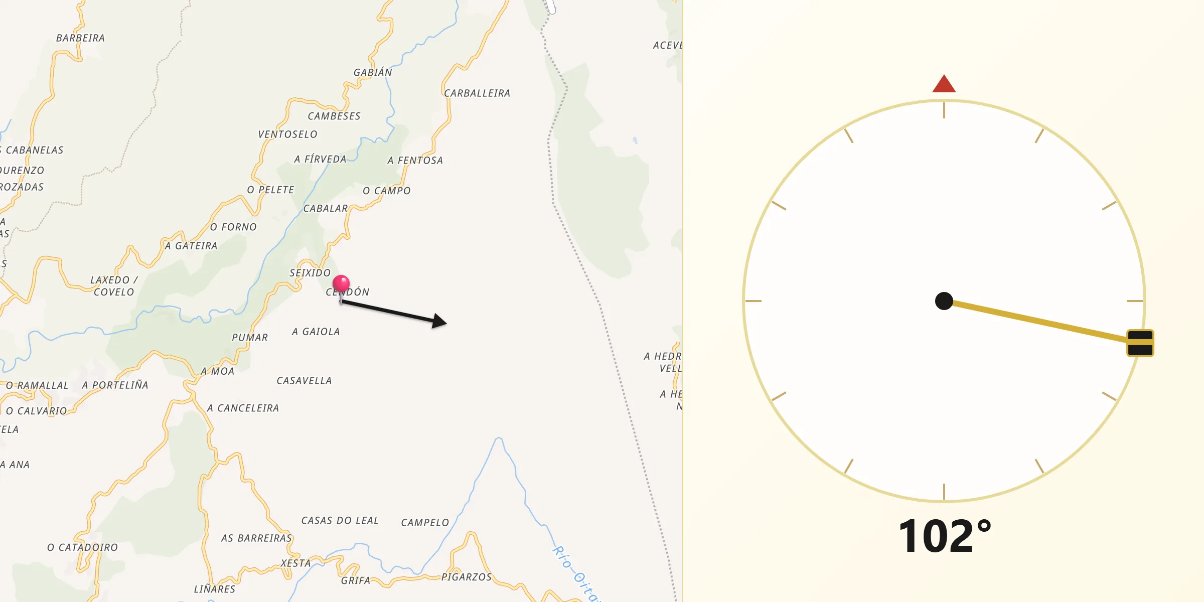 Dirección de la Qibla desde Lama A