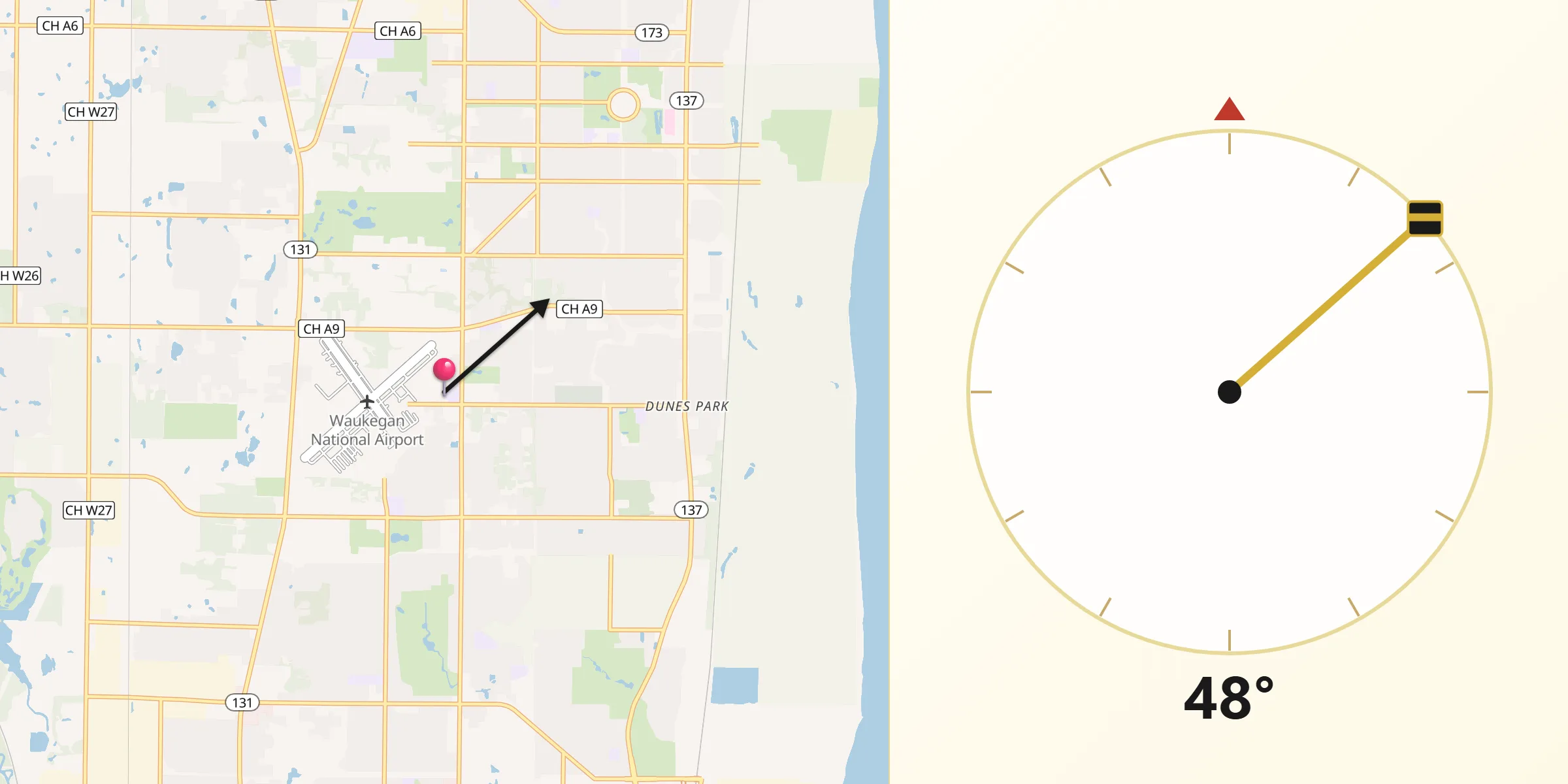 Qibla Direction from Beach Park