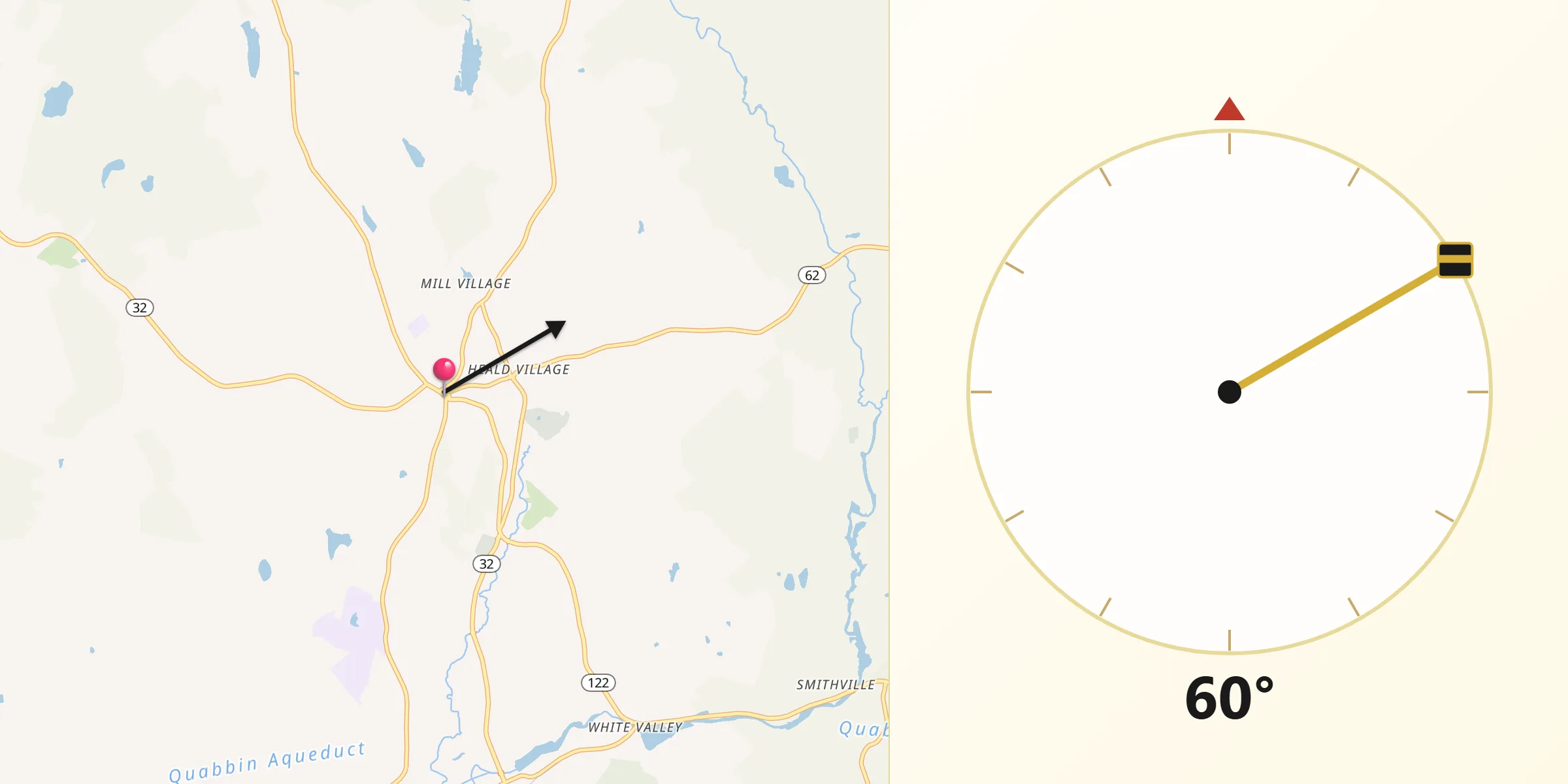 Qibla Direction from Barre