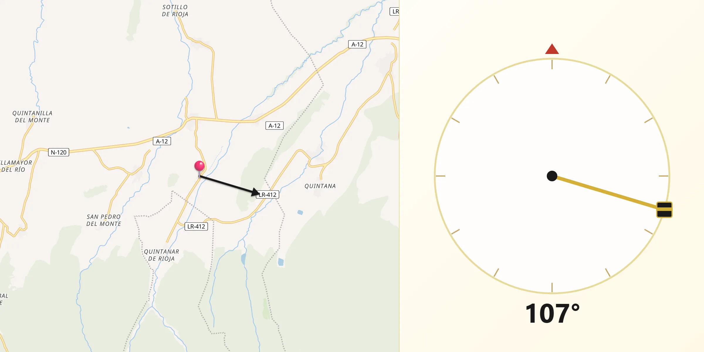 Dirección de la Qibla desde Bascuñana