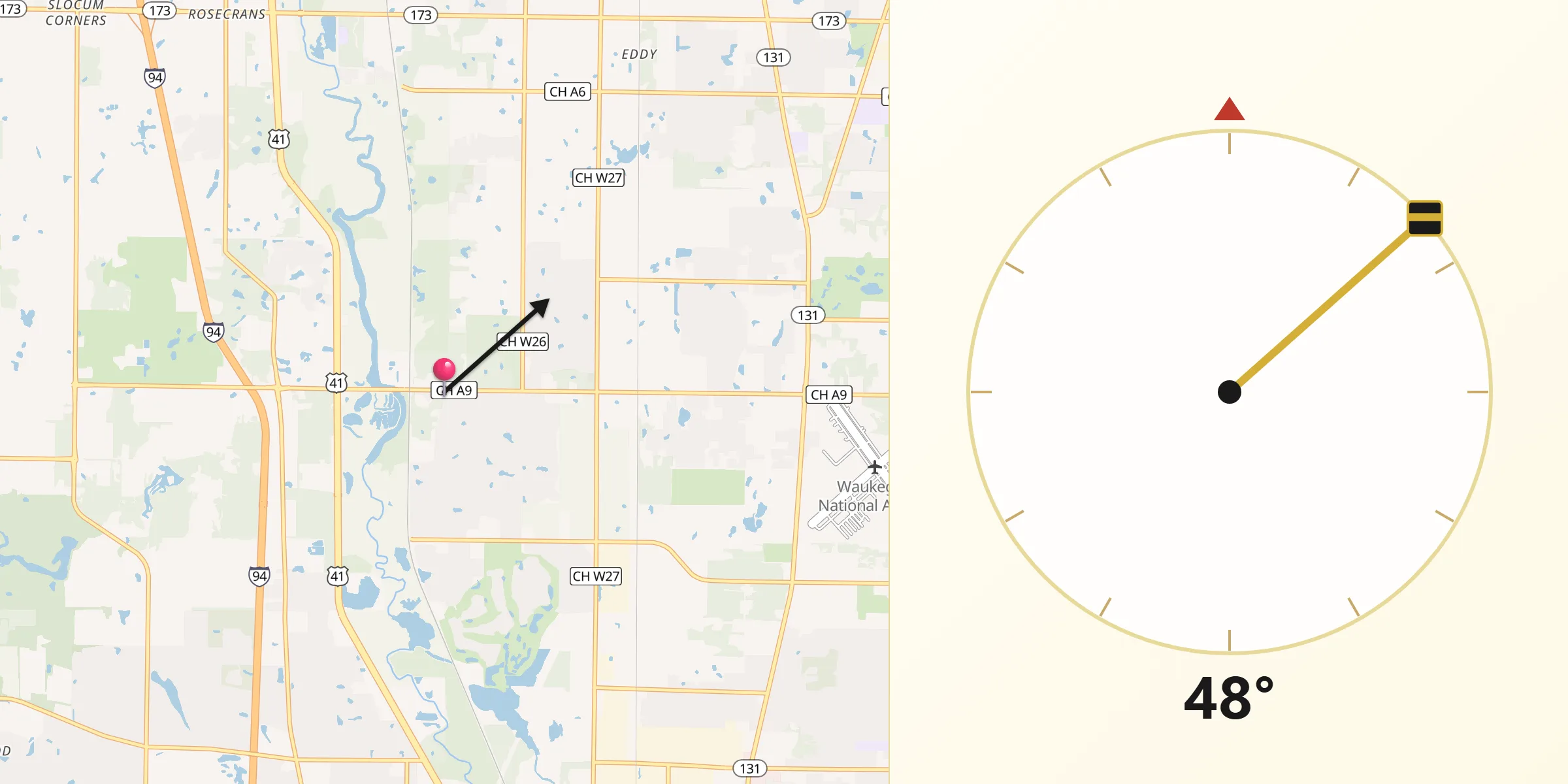 Qibla Direction from Wadsworth
