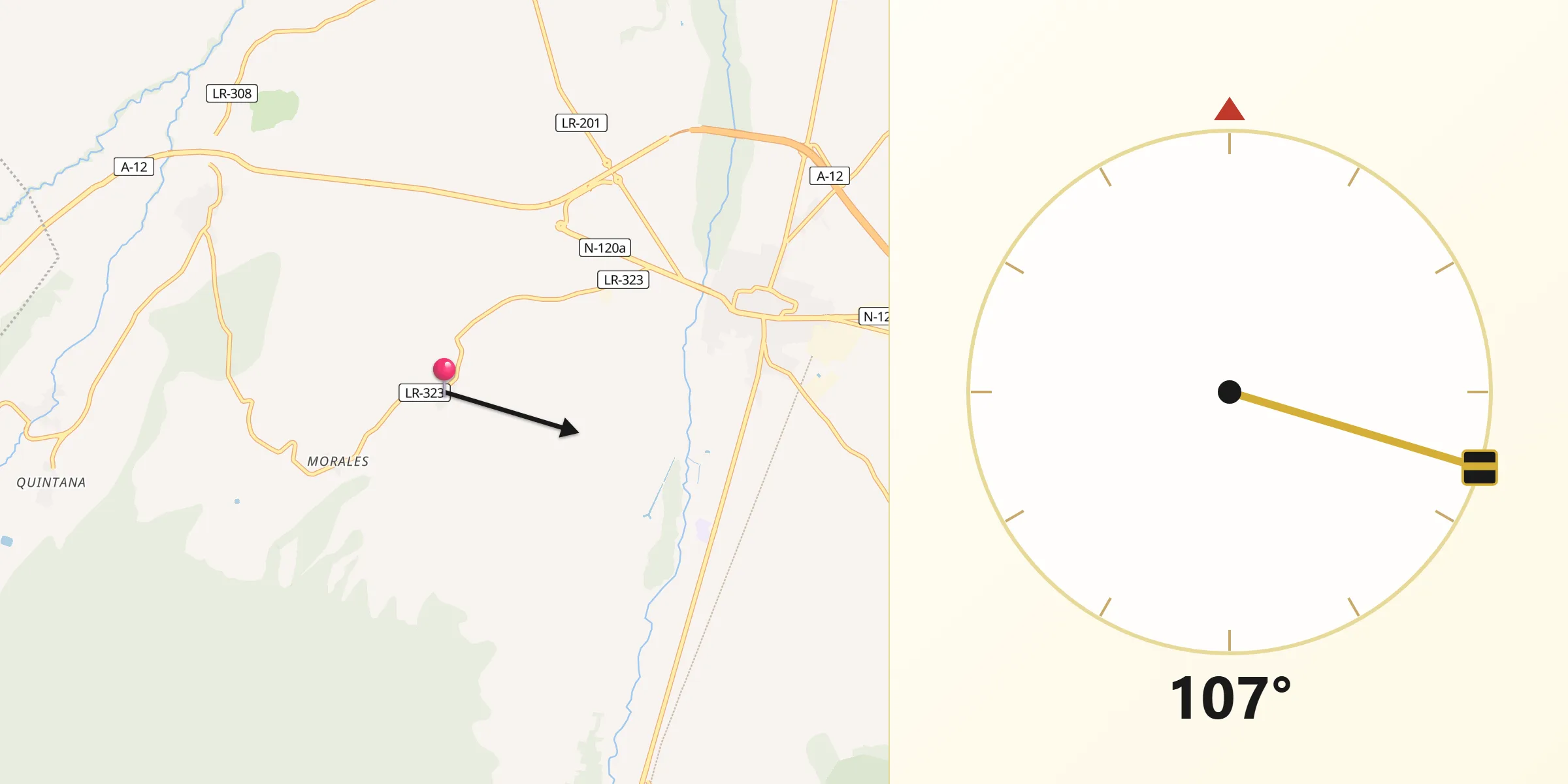 Dirección de la Qibla desde Corporales