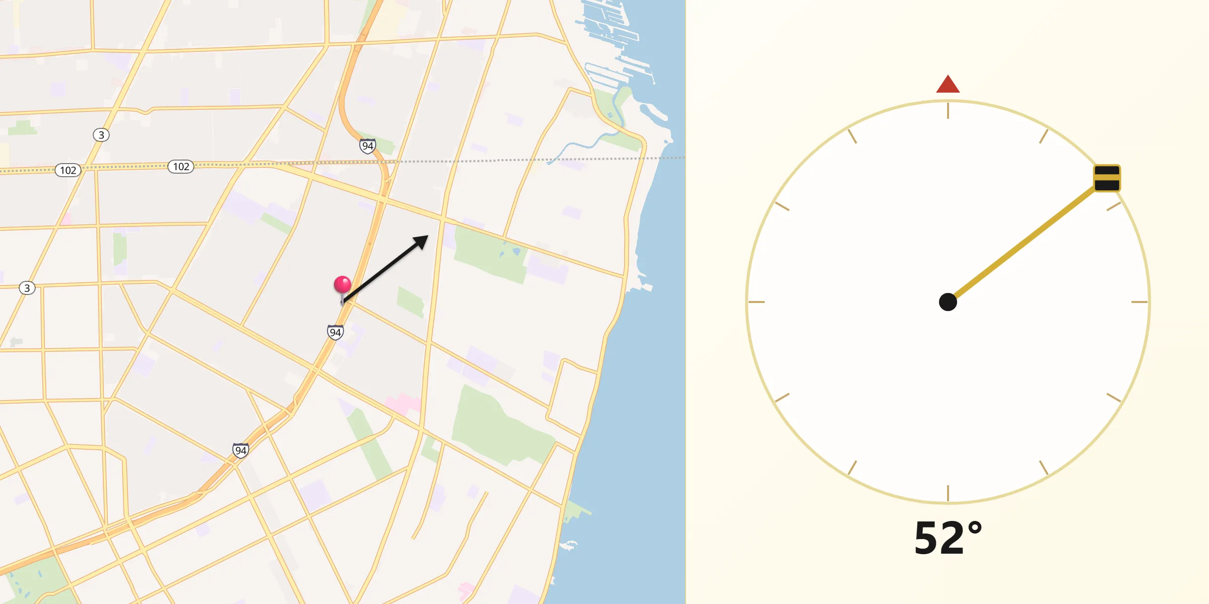 Qibla Direction from Harper Woods