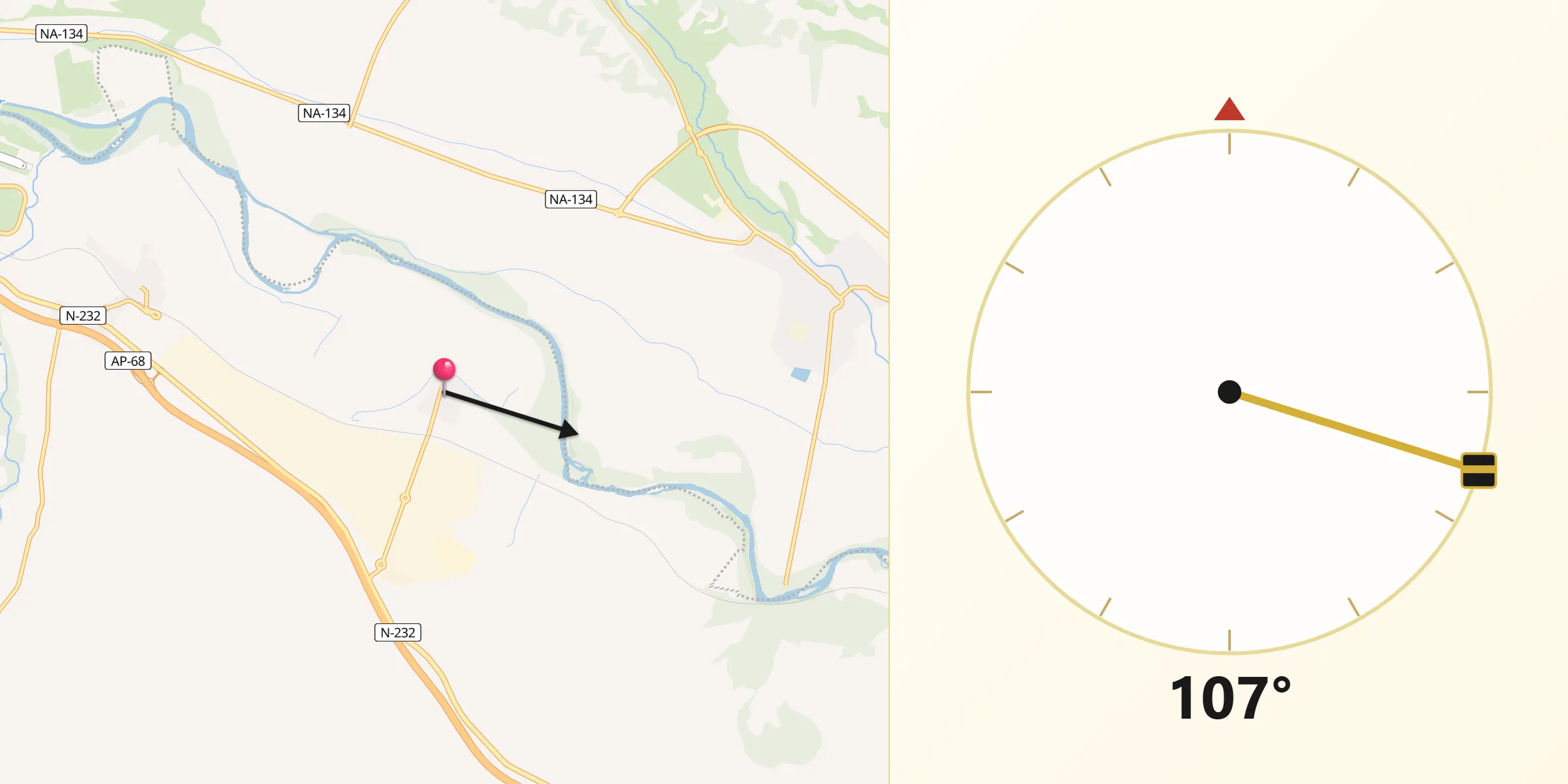 Dirección de la Qibla desde Arrúbal