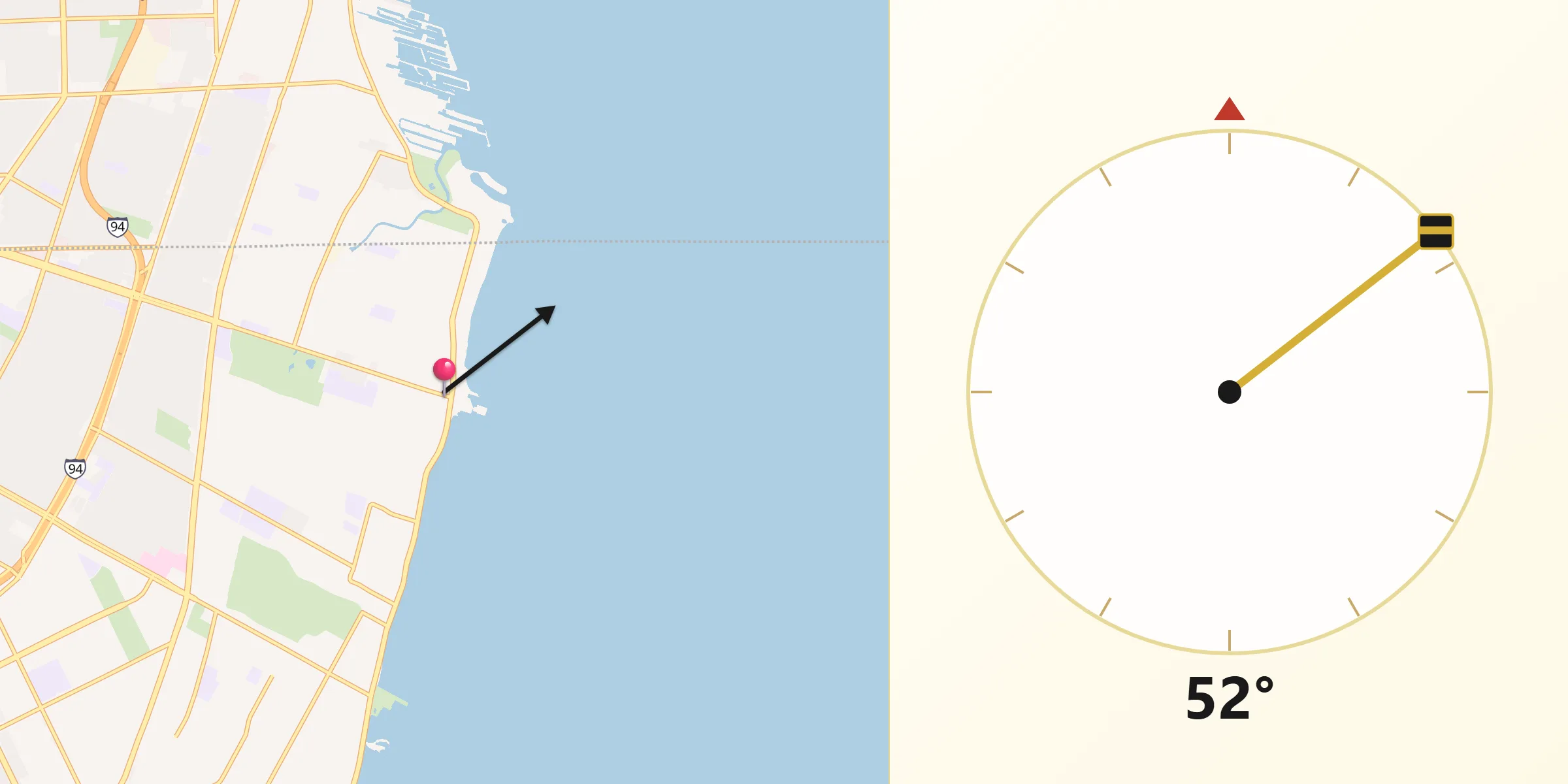 Qibla Direction from Grosse Pointe Shores