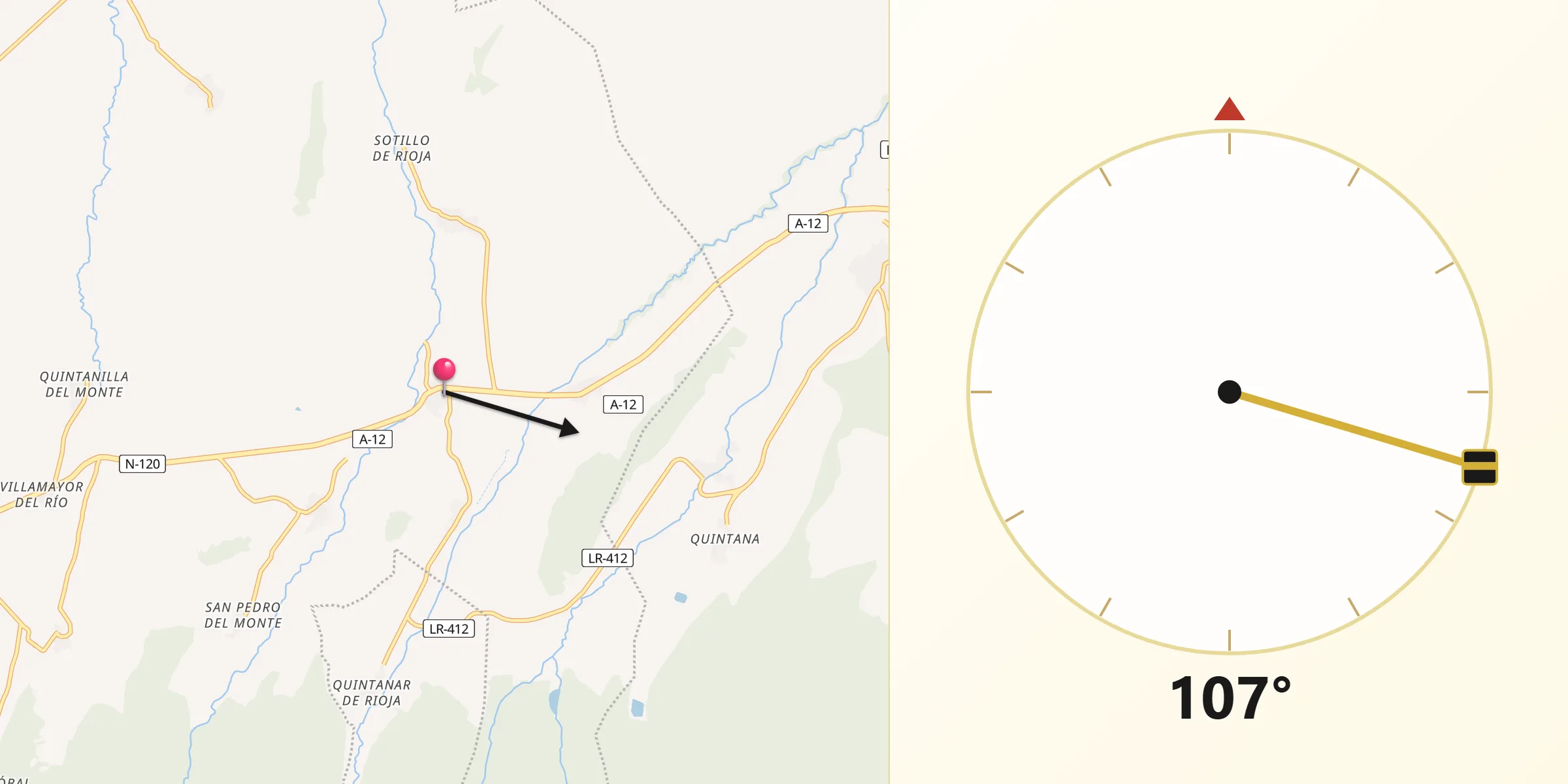 Dirección de la Qibla desde Castildelgado
