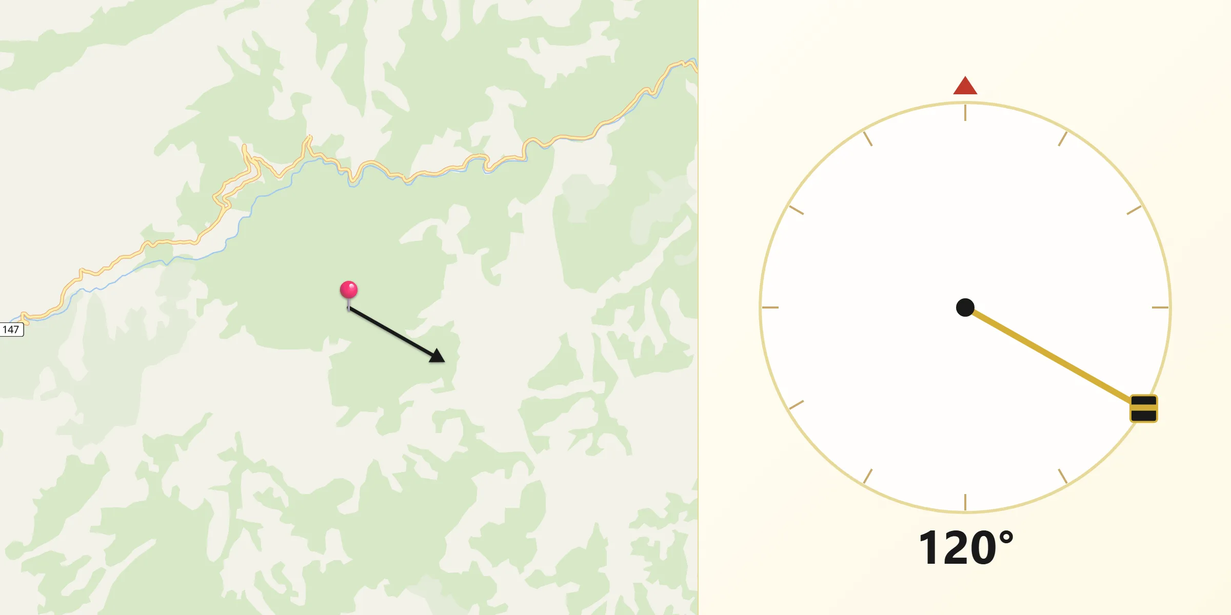 Direction vers la Qibla depuis Popolasca