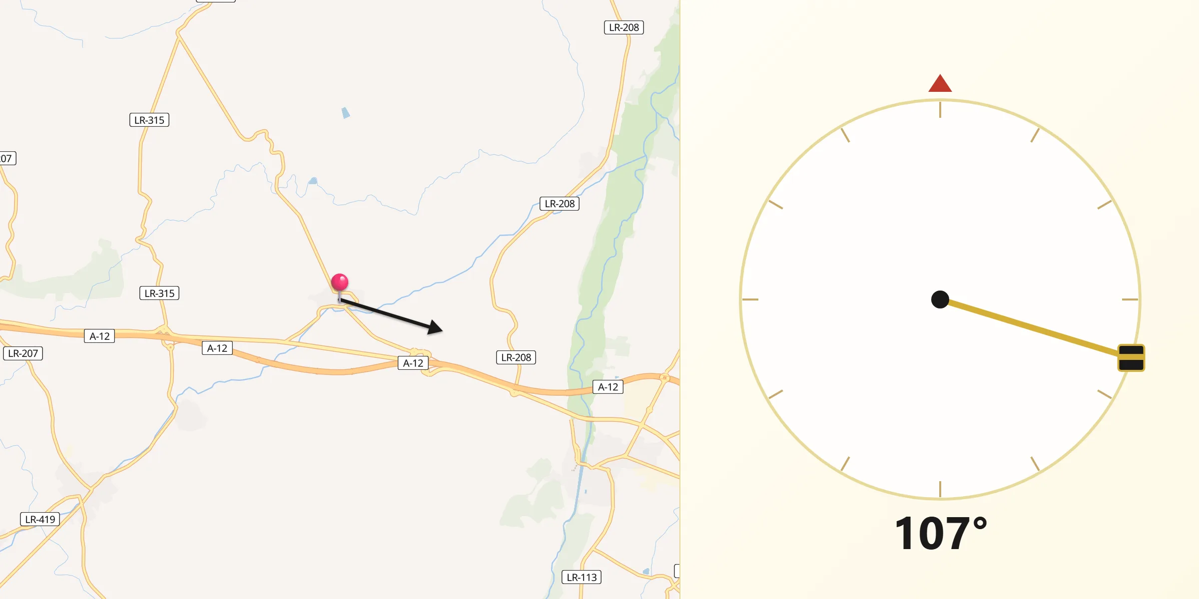 Dirección de la Qibla desde Hormilla