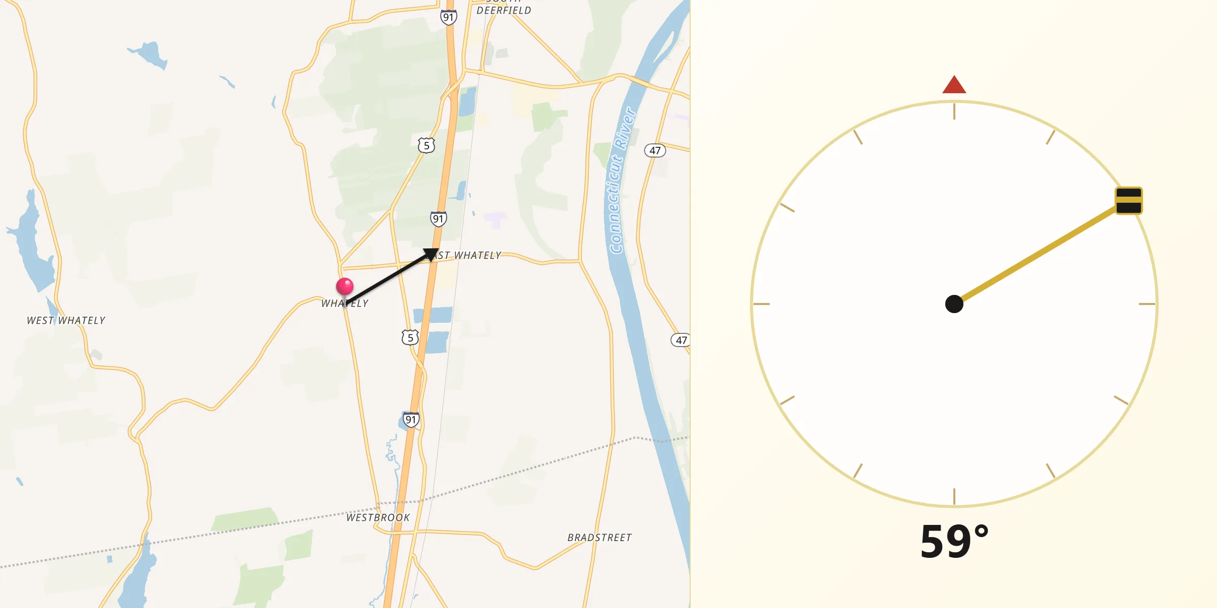 Qibla Direction from Whately