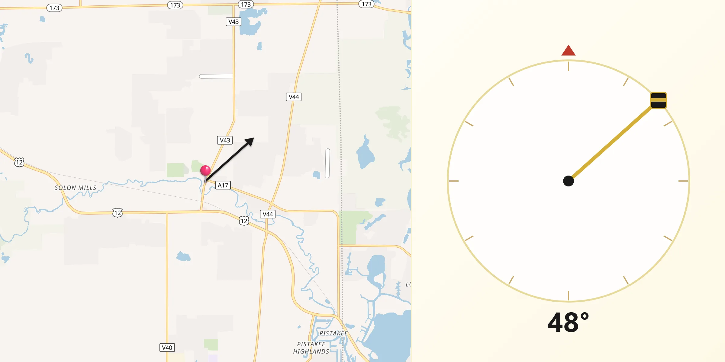 Qibla Direction from Spring Grove