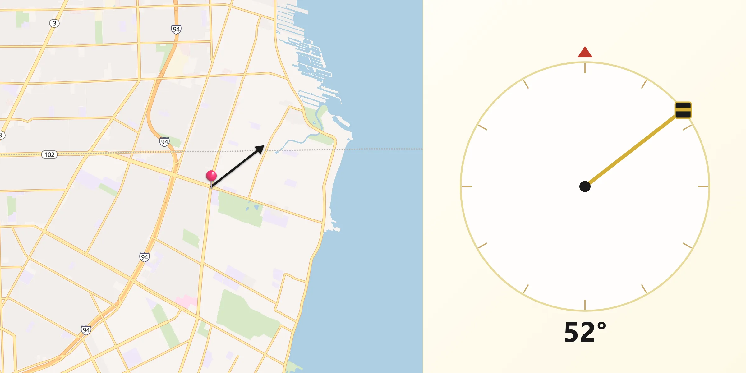 Qibla Direction from Grosse Pointe Woods