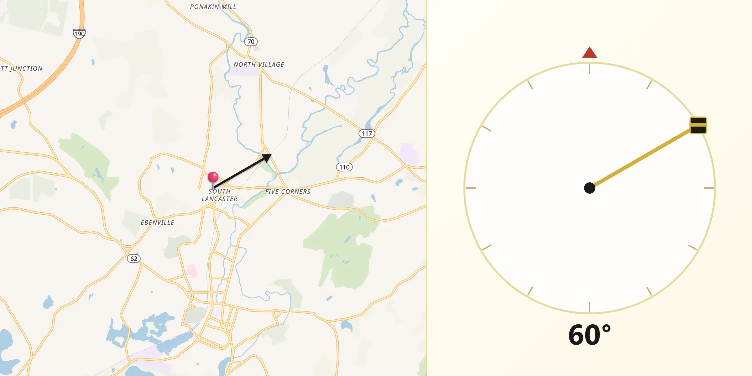 Qibla Direction from South Lancaster