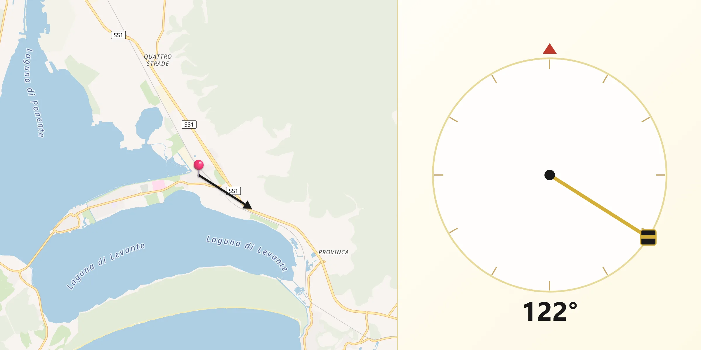 Direzione della Qibla da Orbetello Scalo