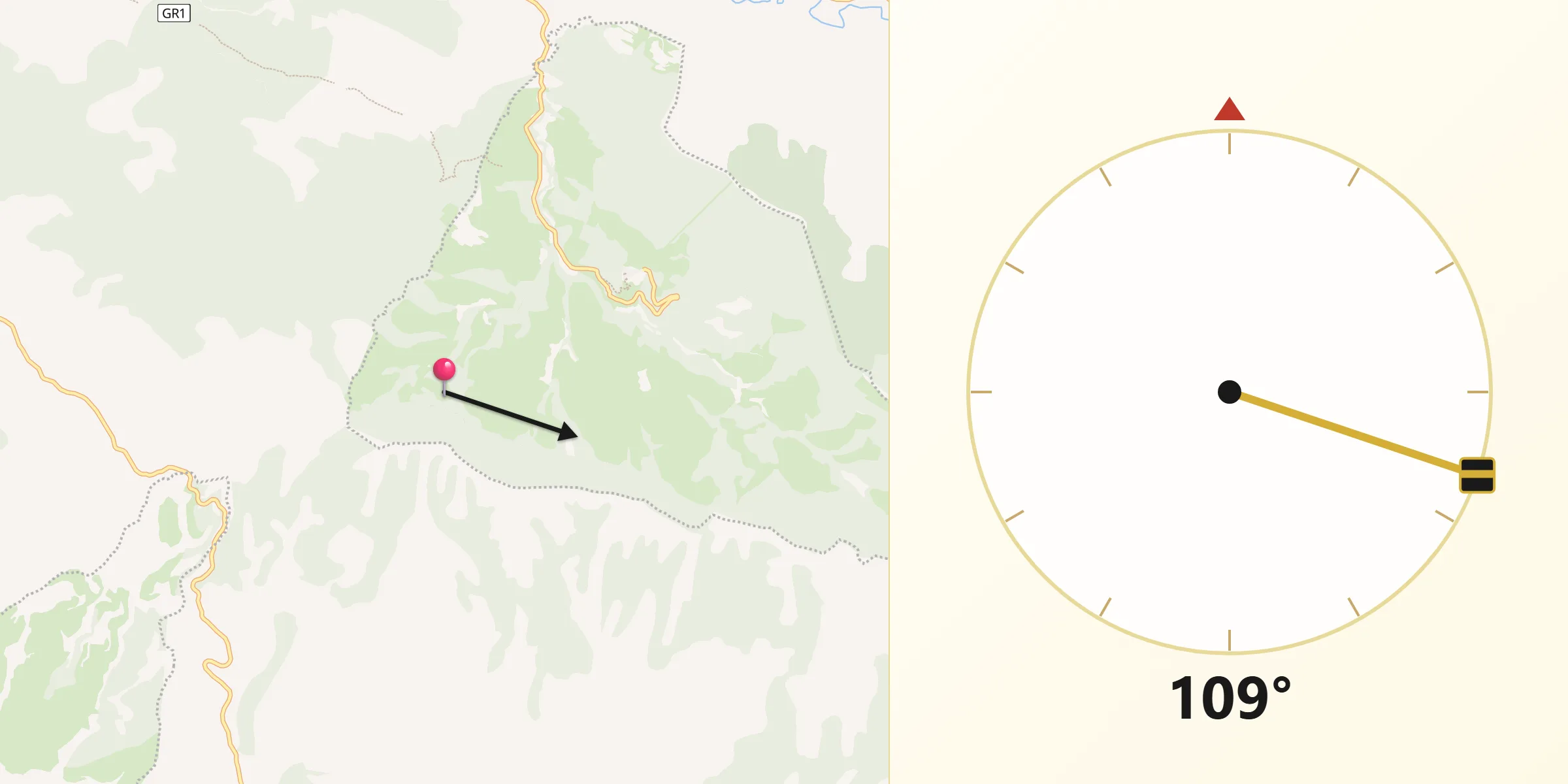 Dirección de la Qibla desde Petilla de Aragón