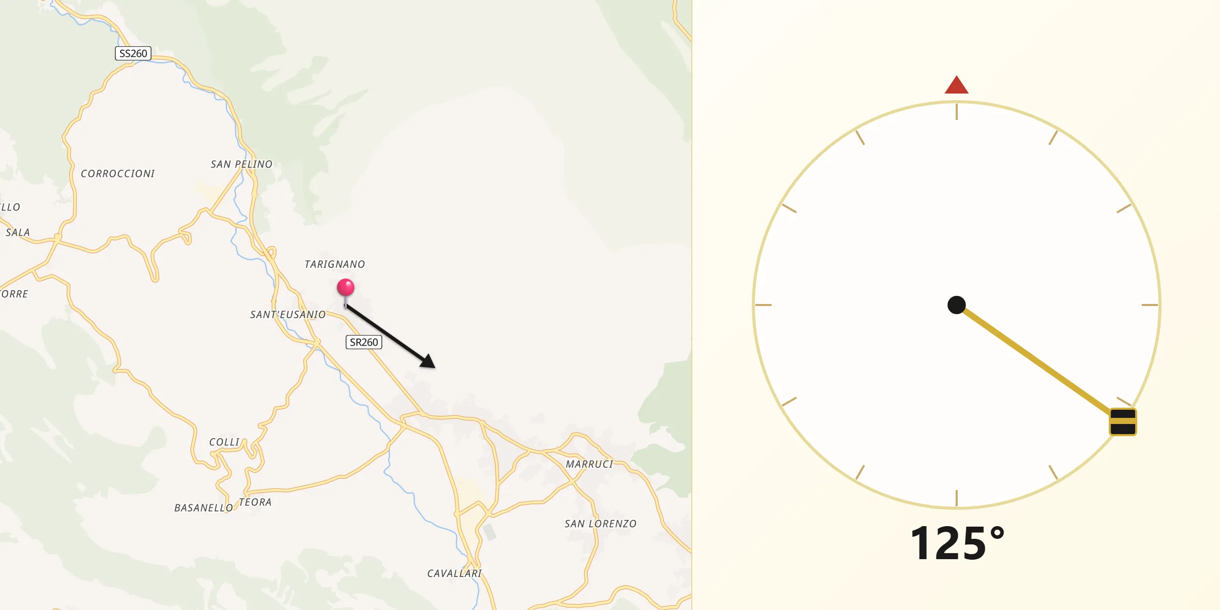 Direzione della Qibla da Barete