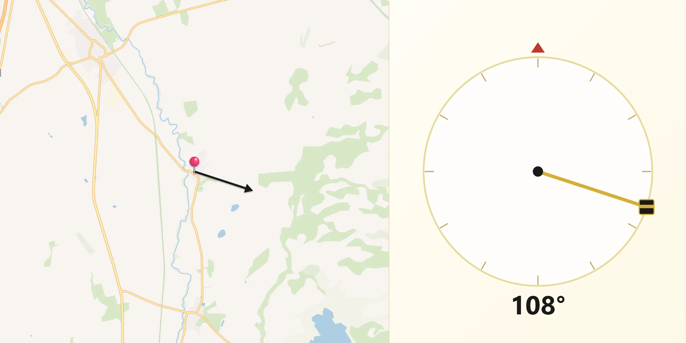 Dirección de la Qibla desde Beire