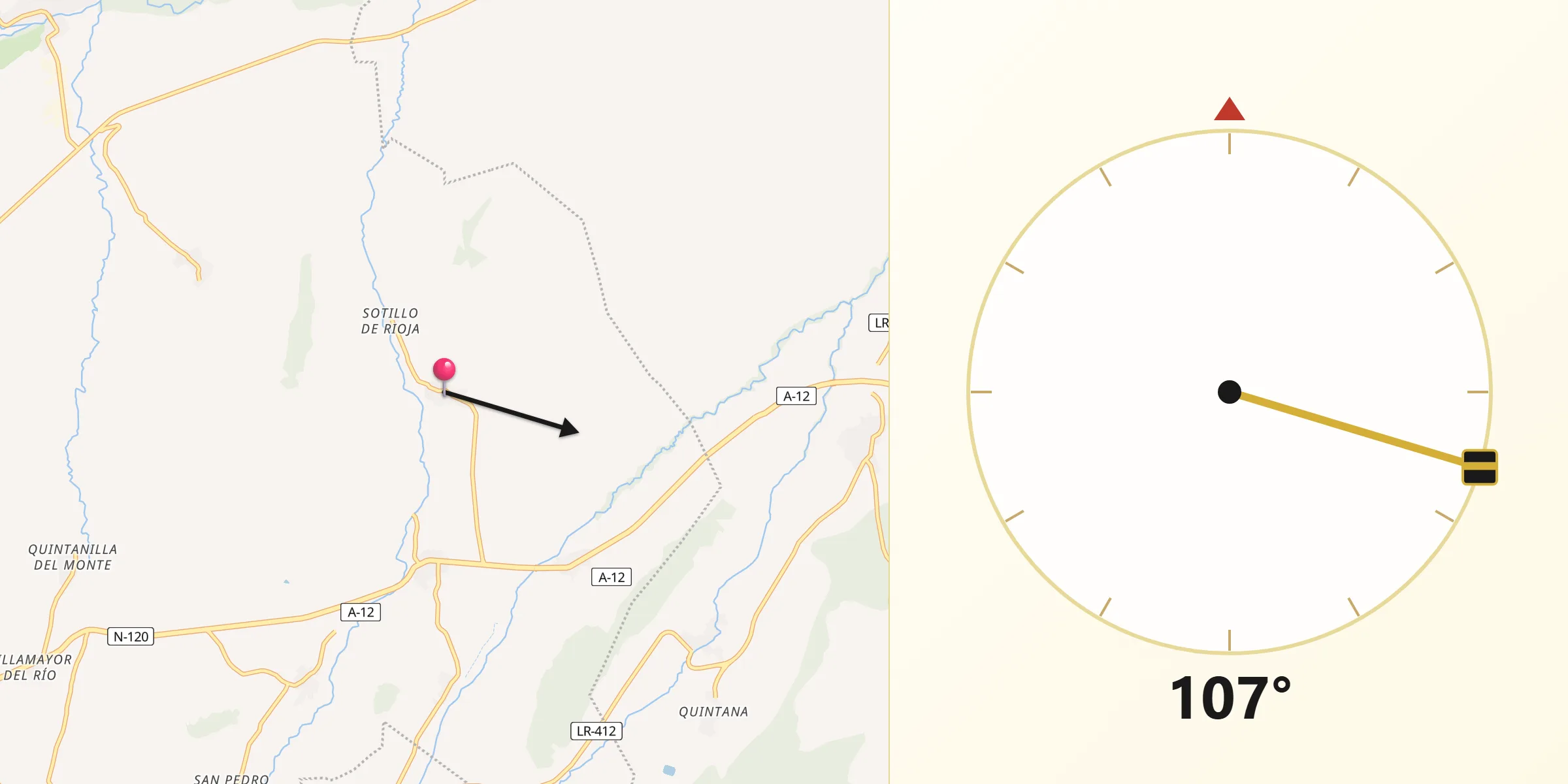 Dirección de la Qibla desde Ibrillos