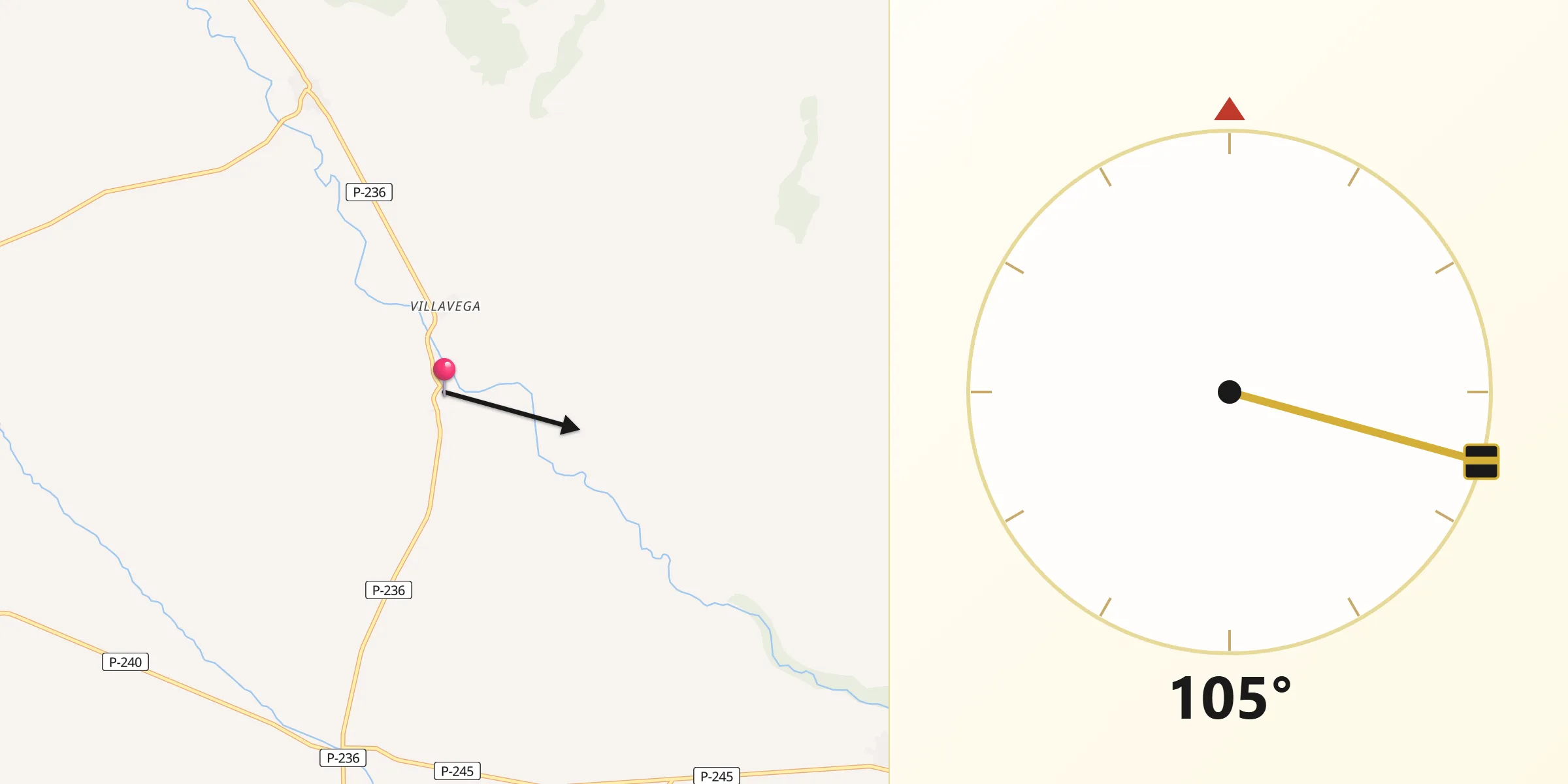 Dirección de la Qibla desde Castrillo de Villavega