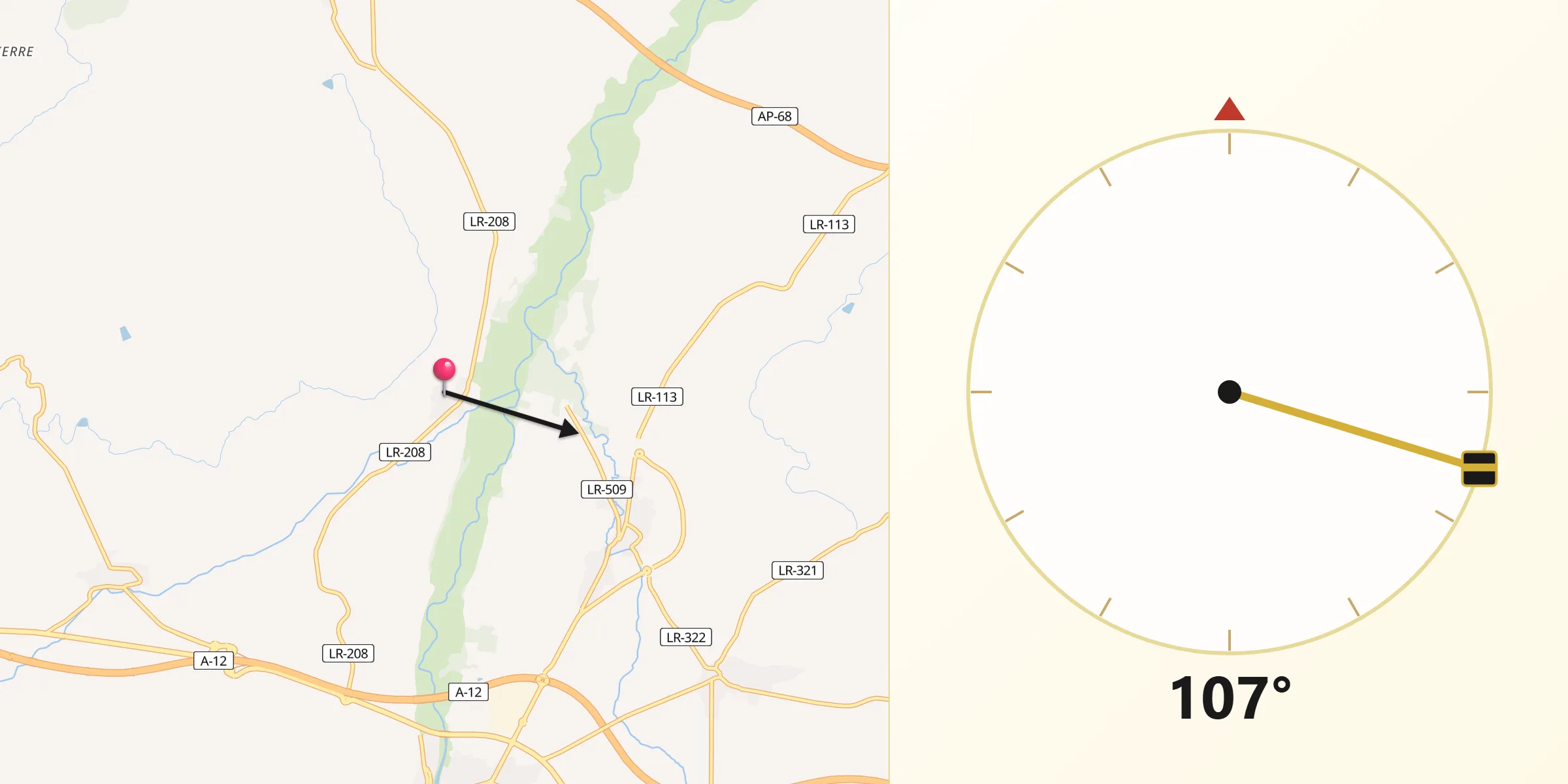 Dirección de la Qibla desde Hormilleja