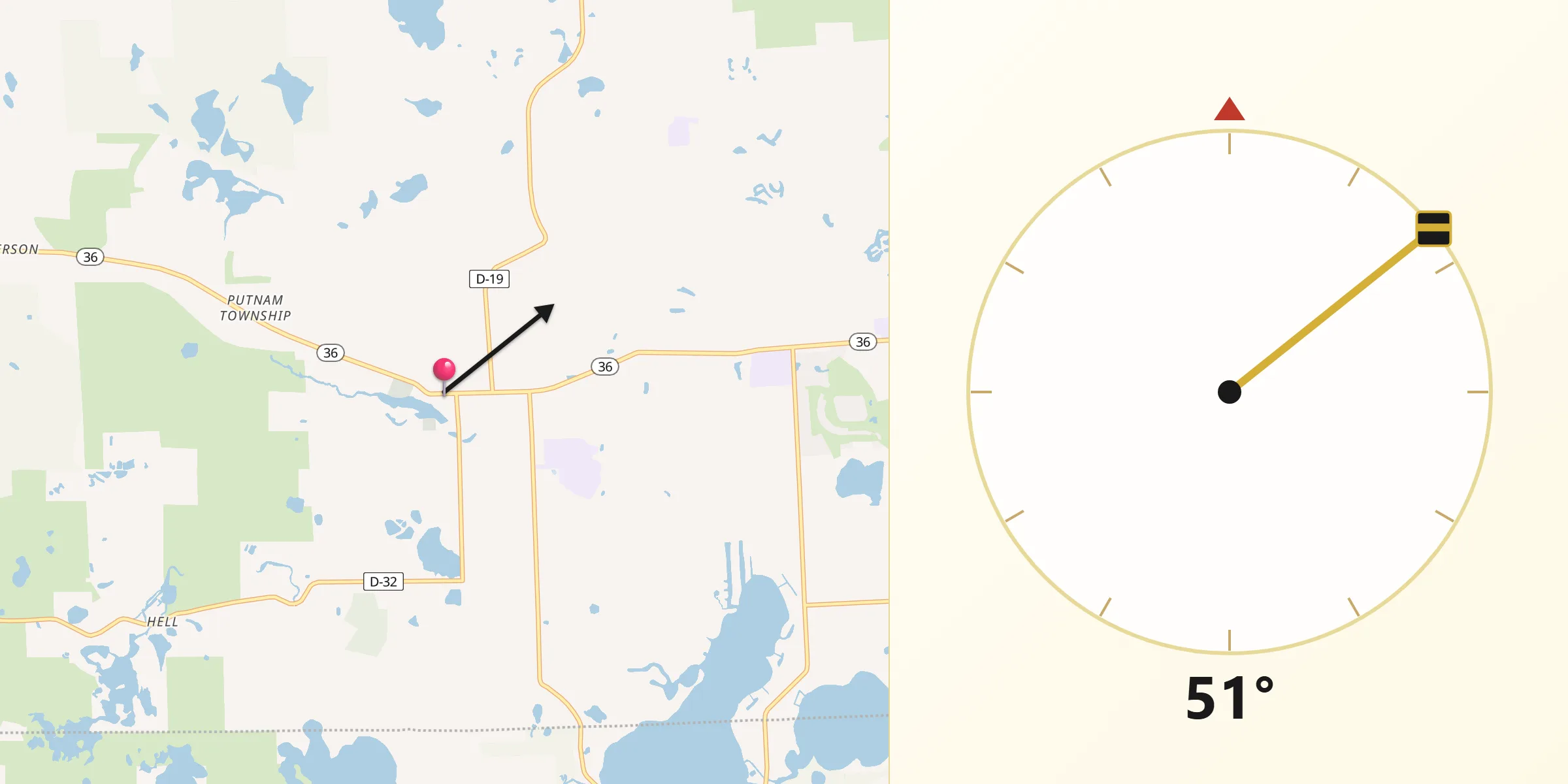 Qibla Direction from Pinckney