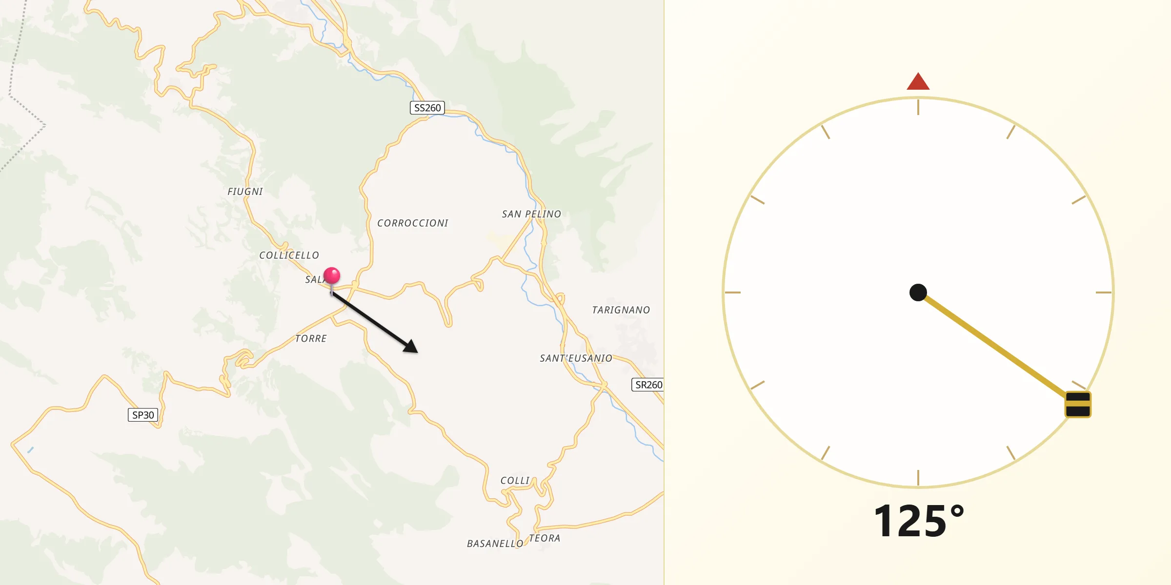 Direzione della Qibla da Cagnano Amiterno