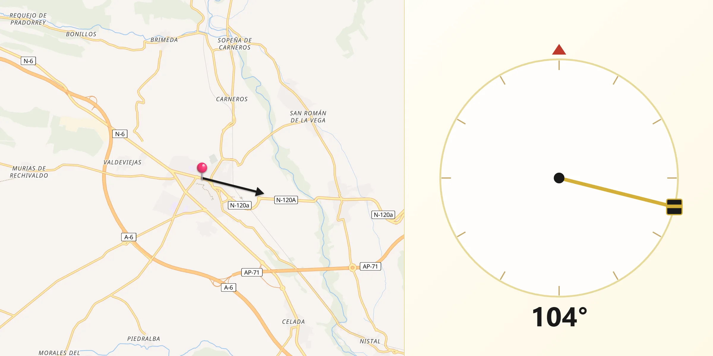 Dirección de la Qibla desde Astorga