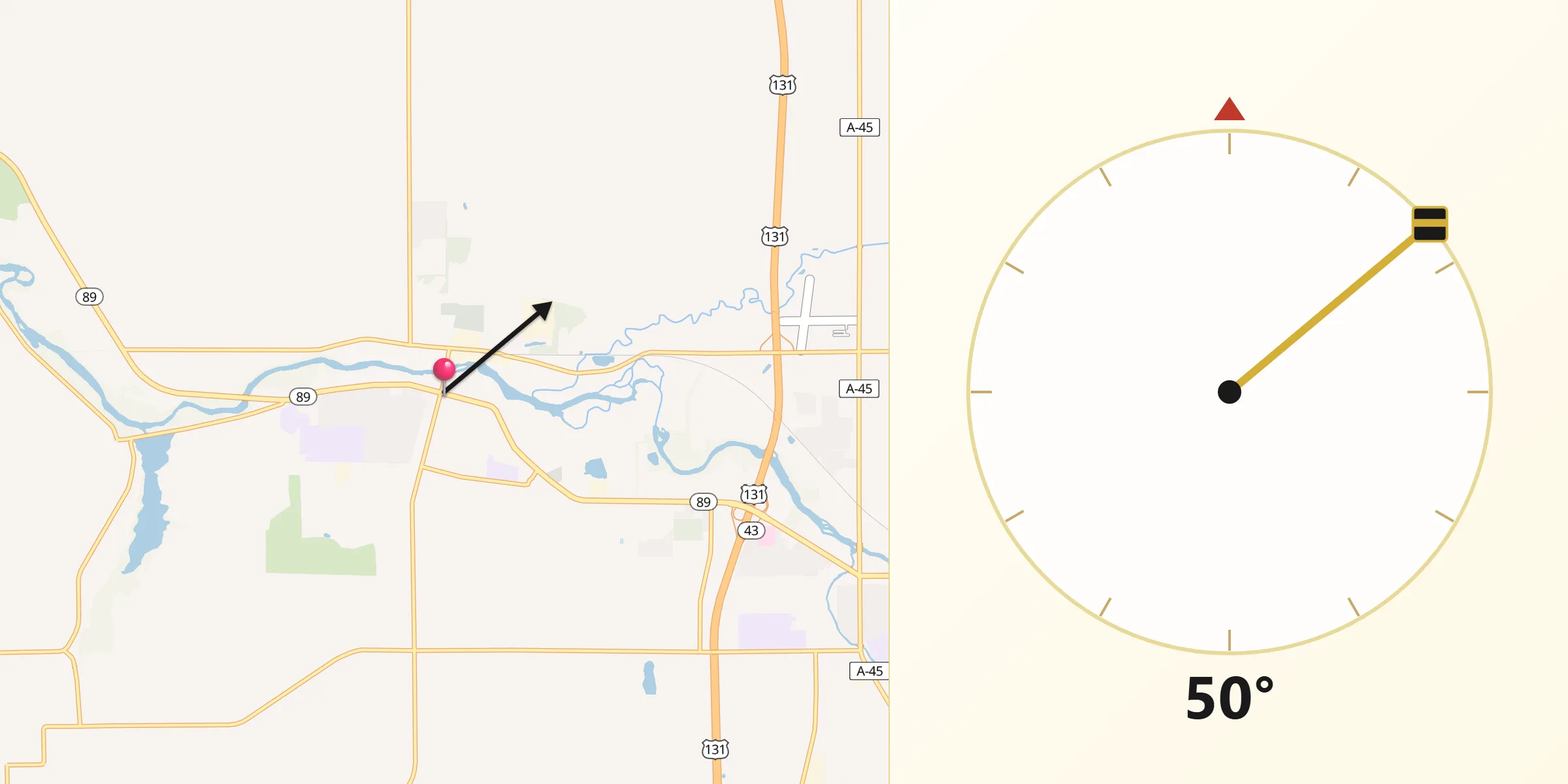 Qibla Direction from Otsego